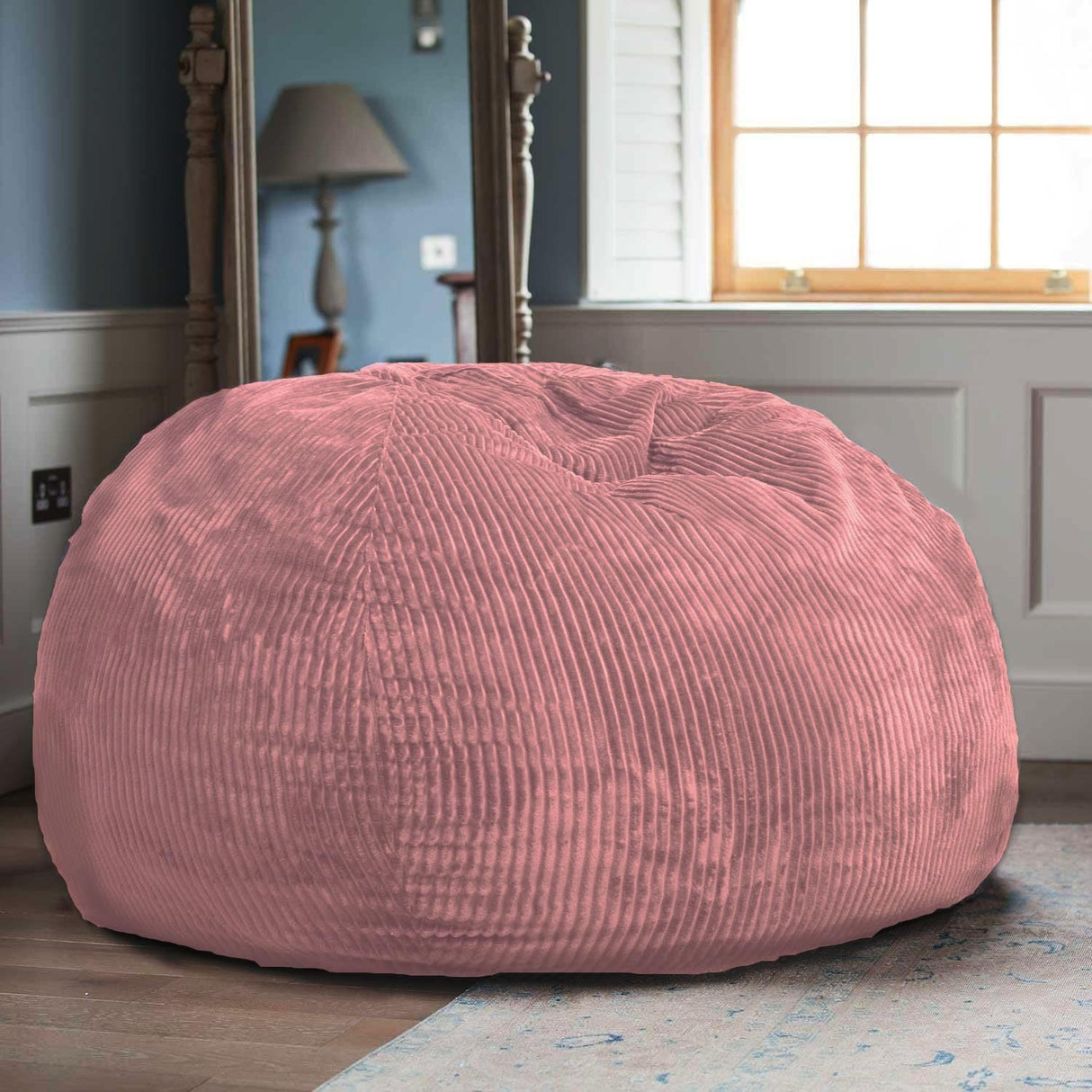 Classic Bean Bag Chair, with Faux Rabbit Fur Cover for Teens and Kids, Memory Foam Bean Bag Chairs, Ultra Soft Faux Fur Fabric, 2.5 feet Round Fluffy Bean Bag Sofa Kisoy