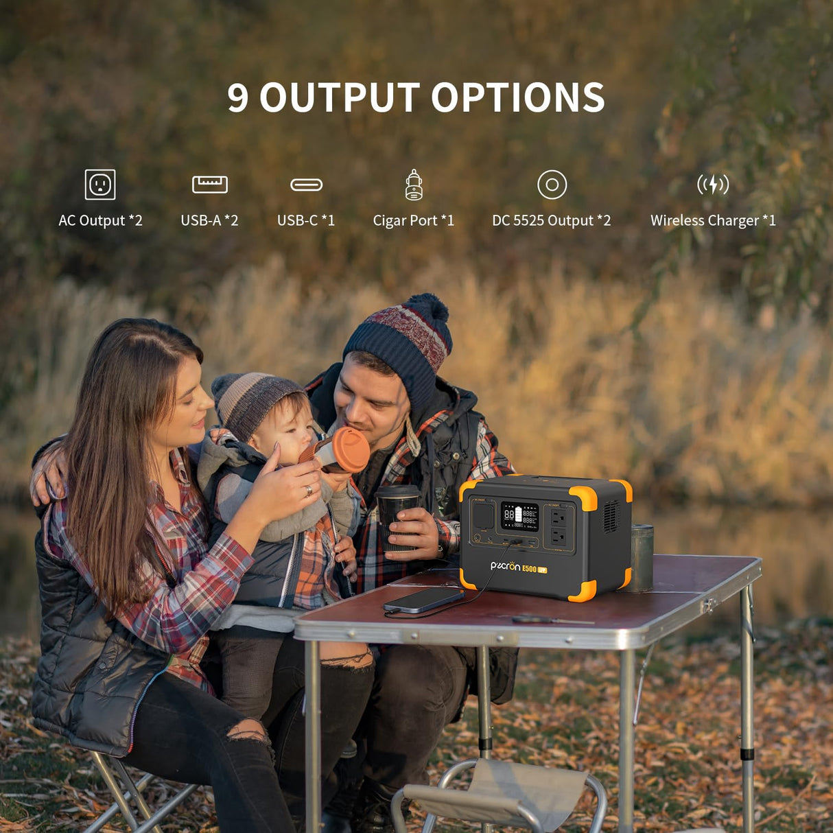 Pecron E500LFP Solar Generator with 100W Solar Panel, 576Wh LiFePO4 Battery, 2x600W AC Outlets Power Station, Fast Charging Portable Power Station for Home Use, RV, Camping, CPAP, Emergencies pecron