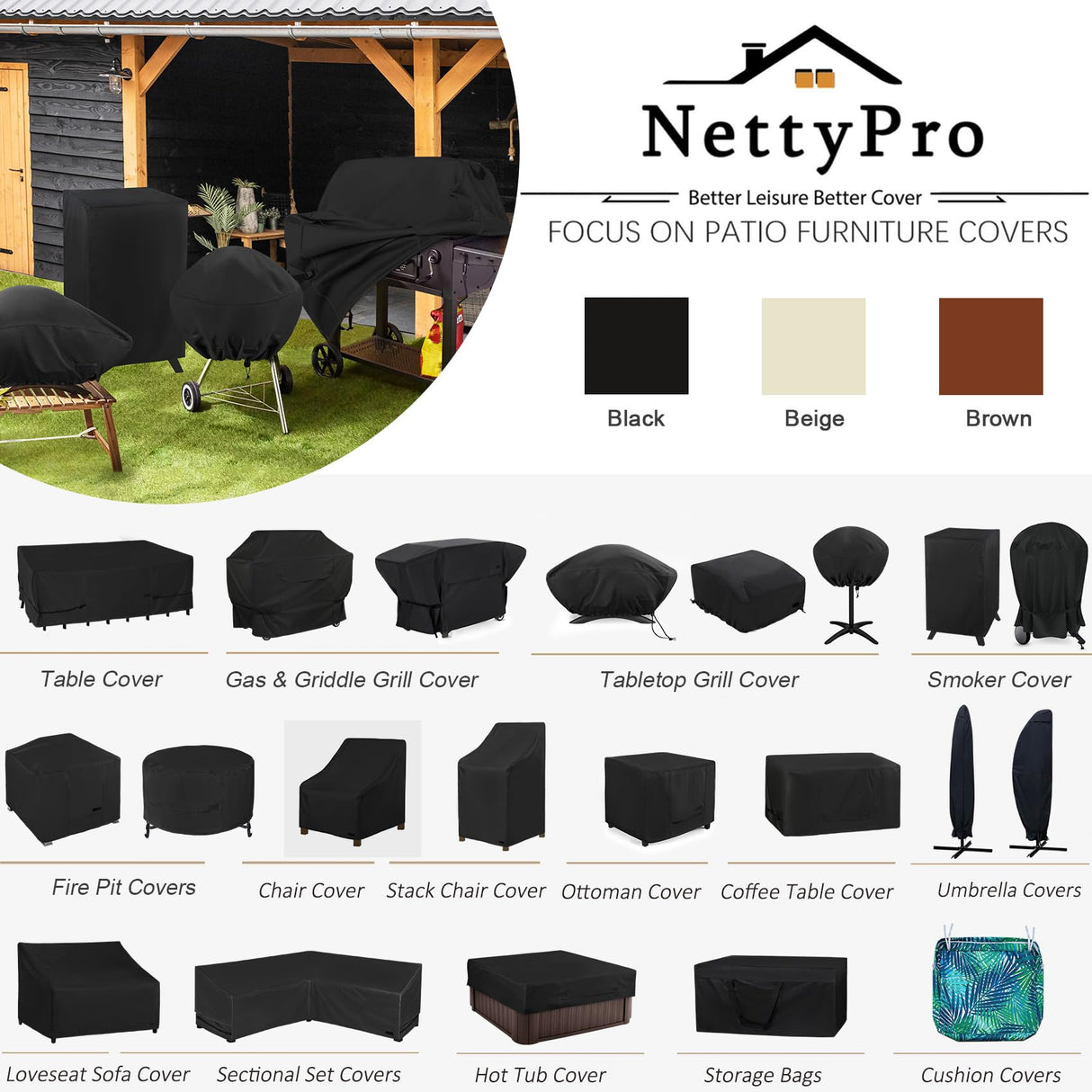 NettyPro Griddle Cover for Blackstone 36 inch Griddle Waterproof UV Resistant 4 Burner Flat Top Gas Grill Cover for Blackstone 36" Griddle Cooking Station and Camp Chef FTG600, Black NettyPro