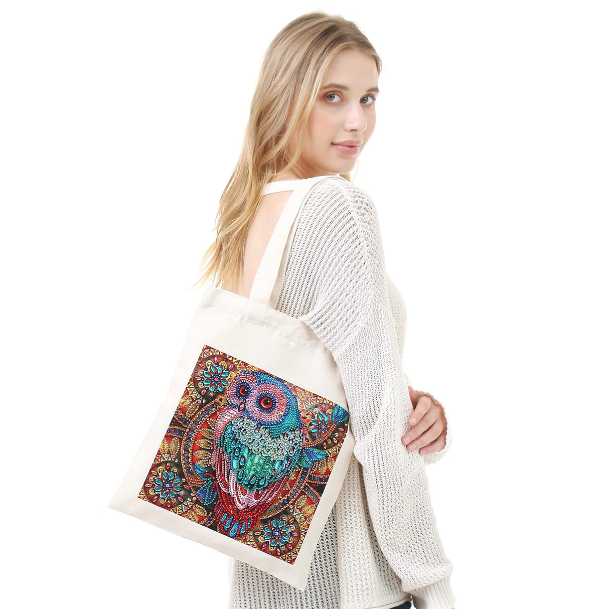 JGA JOGGING ARM 5D Diamond Painting Shopping Canvas Tote Bag Art DIY Painting Pen Handmade Handbags Owl Pattern for Women JGA JOGGING ARM