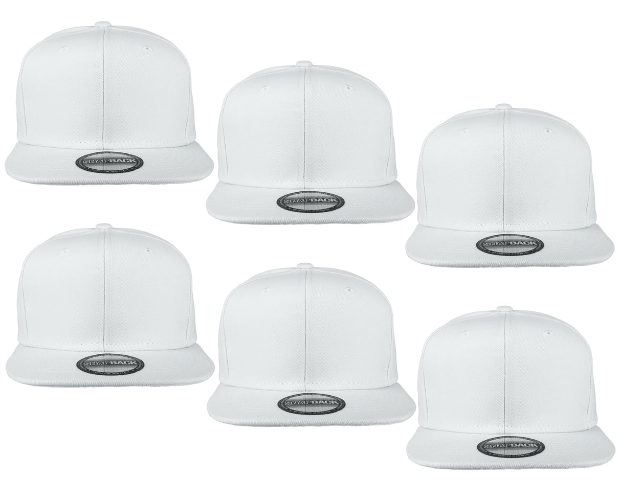 Gelante Plain Blank Flat Brim Adjustable Snapback Baseball Caps LOT 6 Pack 1500-6PC White Gelante