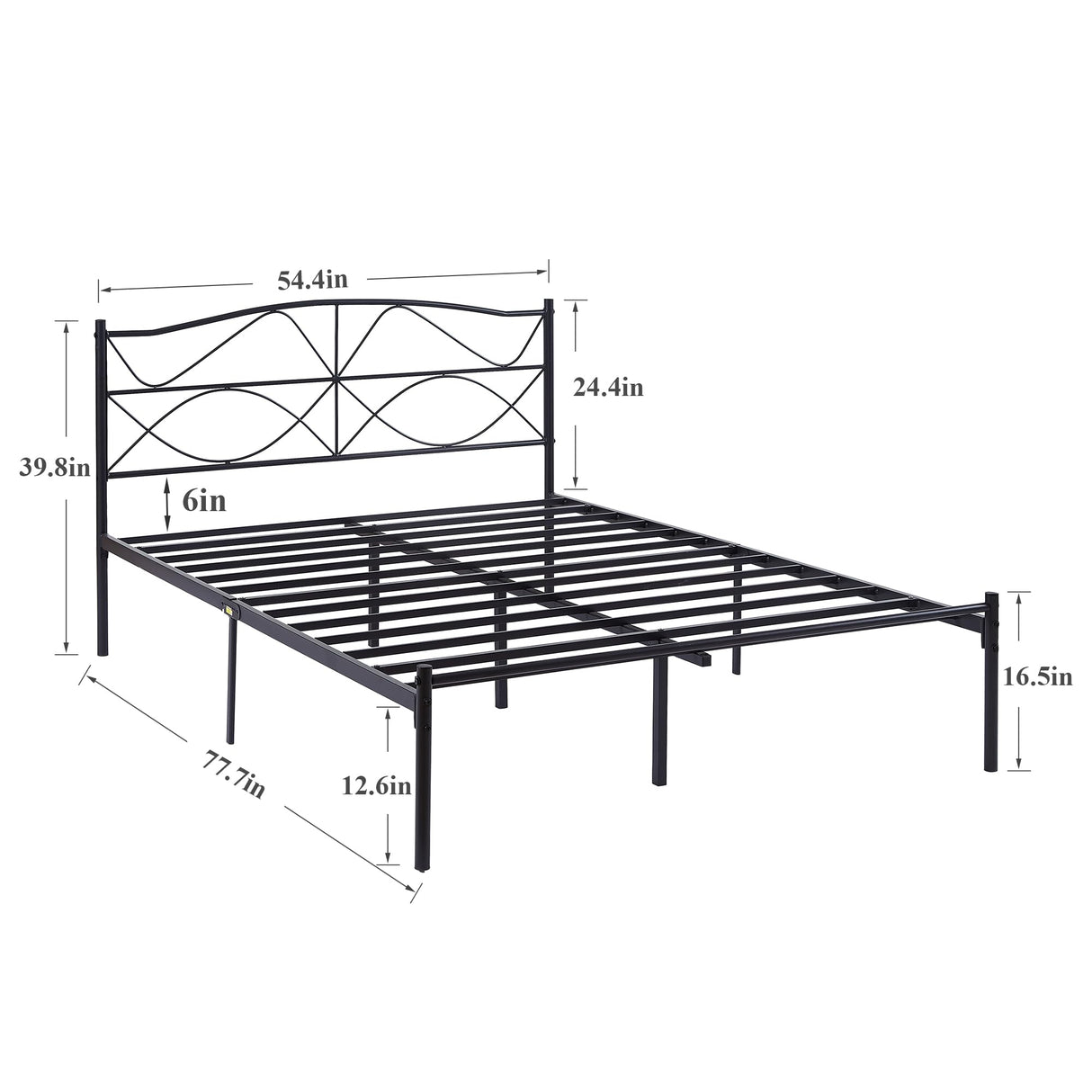 VECELO Full Size Metal Platform Bed Frame with Headboard and Footboard,Sturdy Slats Support Mattress Foundation, No Box Spring Needed,Dark Black VECELO