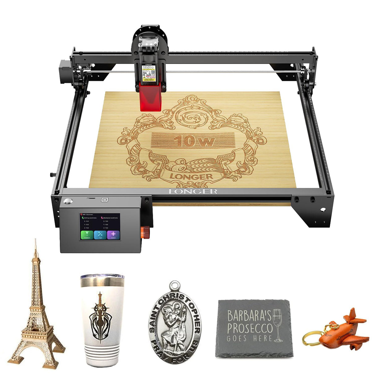 Longer RAY5 10W Laser Engraver 10000mW Output 32-bit Motherboard, App Offline Control, DIY Engraver Tool for Metal/Glass/Wood QFLONGER