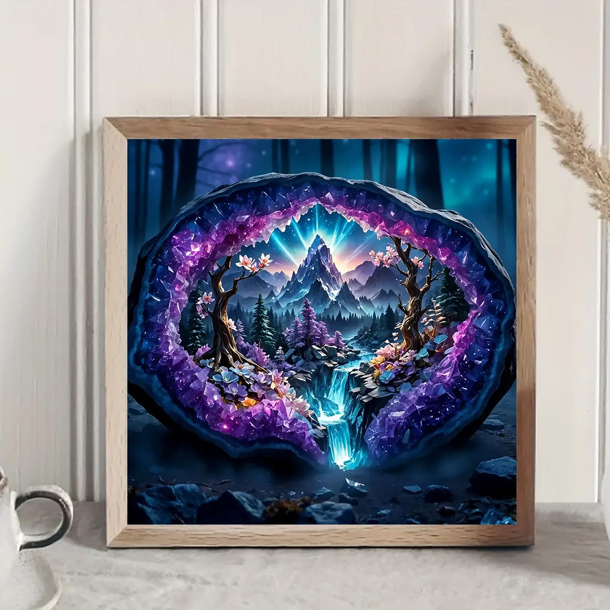 Crystal World Landscape Diamond Art Kits for Adults, 5D Diamond Painting Kits for Adults Beginners, DIY Full Round Drill Diamond Dot Painting Gem Art Kits for Adult, Home Wall Decor 13.8x13.8 Inch VCLKDIY