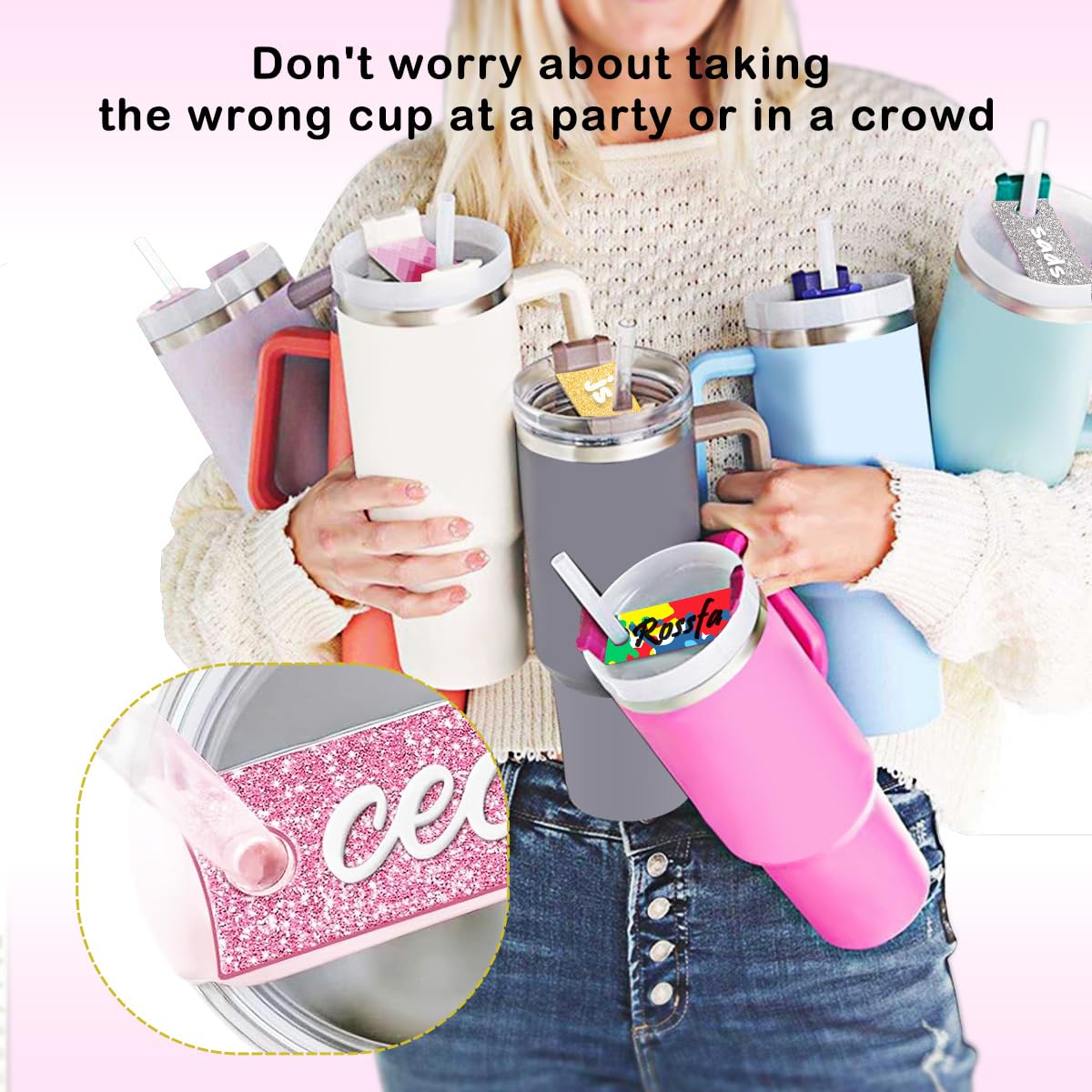 24 Pcs Sublimation Name Plate Blanks for Stanley 40oz Tumbler, Sublimation Blanks 3.2"x1.3" Personalized Name Tag for Customized Stanley Cup 12pcs Aluminum 12pcs Flashy Acrylic QINLECTRI