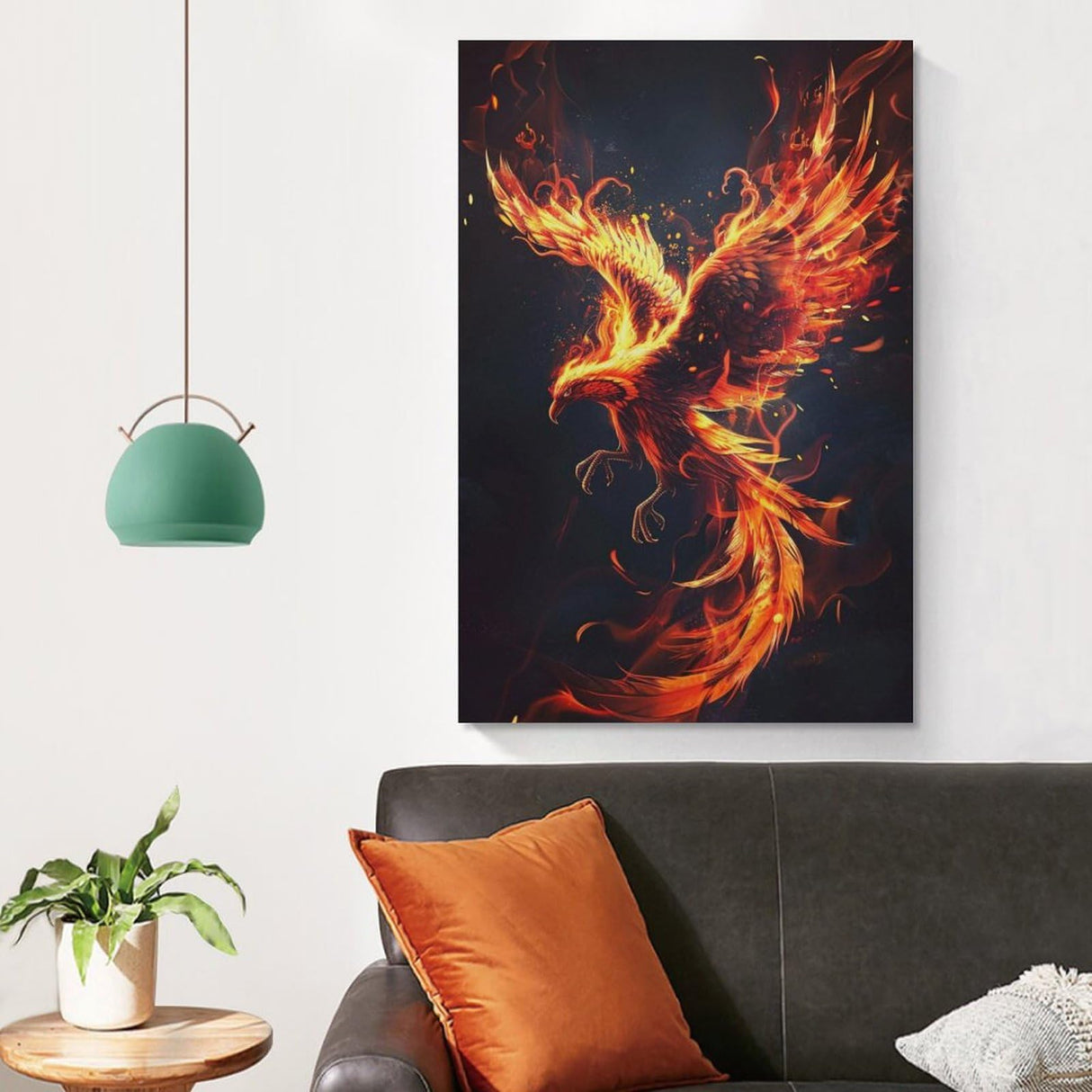 QEOPGNE Phoenix Rising Wall Art Fire Bird Fantasy Phoenix Canvas Art Prints Poster for Bedroom Office Living Room Pictures Paintings Cool Phoenix Wall Decor for Mens Women Unframed 12x18inch(30x45cm) QEOPGNE