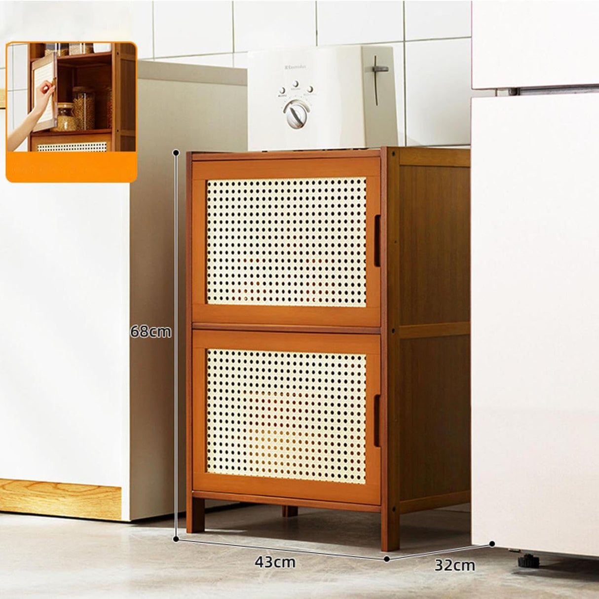 HOLMZCED Bamboo Nightstand with 2 Drawers, Rattan Night Stand Freestanding End Table with Large Capacity Modern Bed Side Table Dark Brown for Living Room HOLMZCED