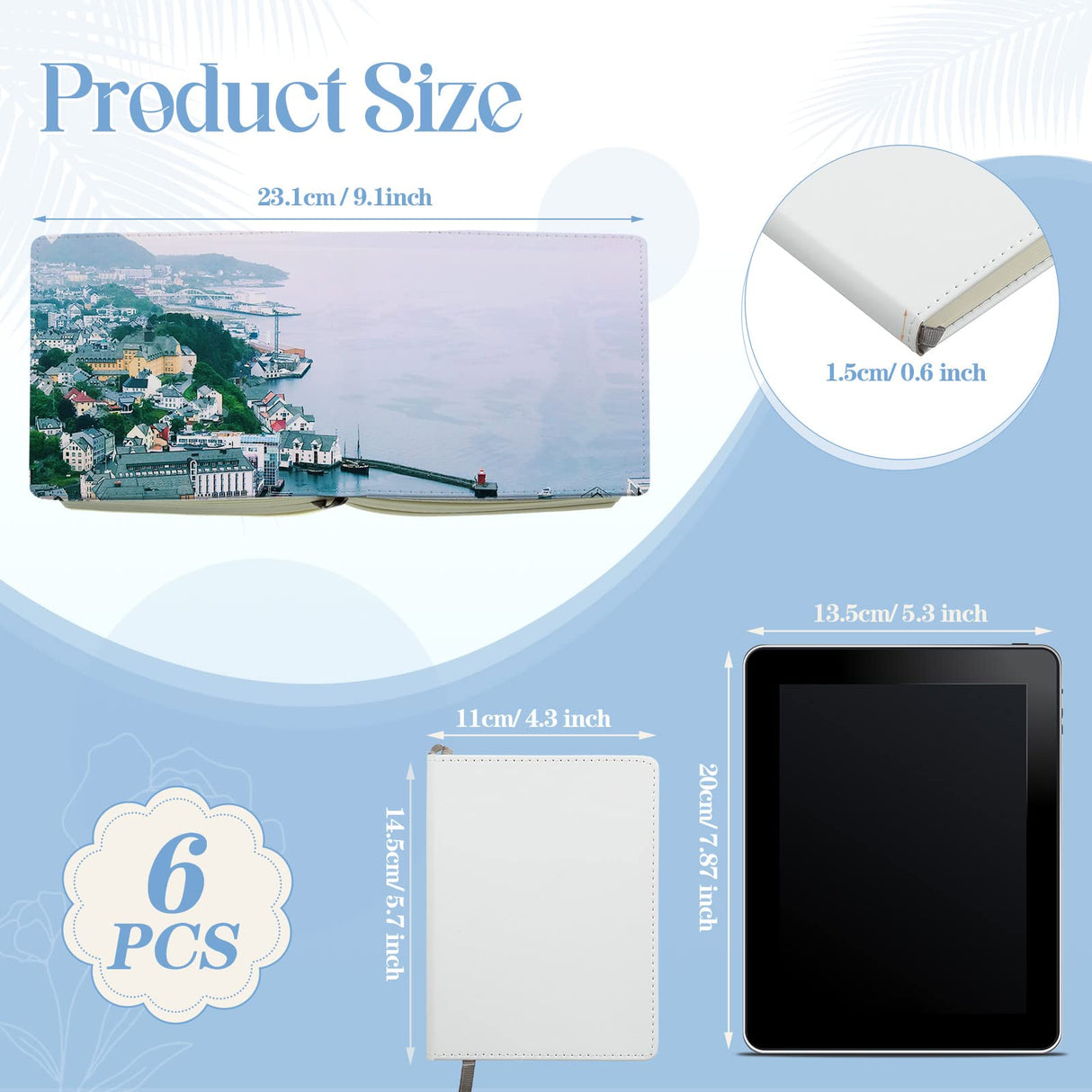 Zonon Sublimation Journal Blank Notebooks A6 190 Pages Thick Faux Leather Notebooks Sublimation Notebooks Leather Sublimation Journal Notebooks for Office Supplies, White Zonon