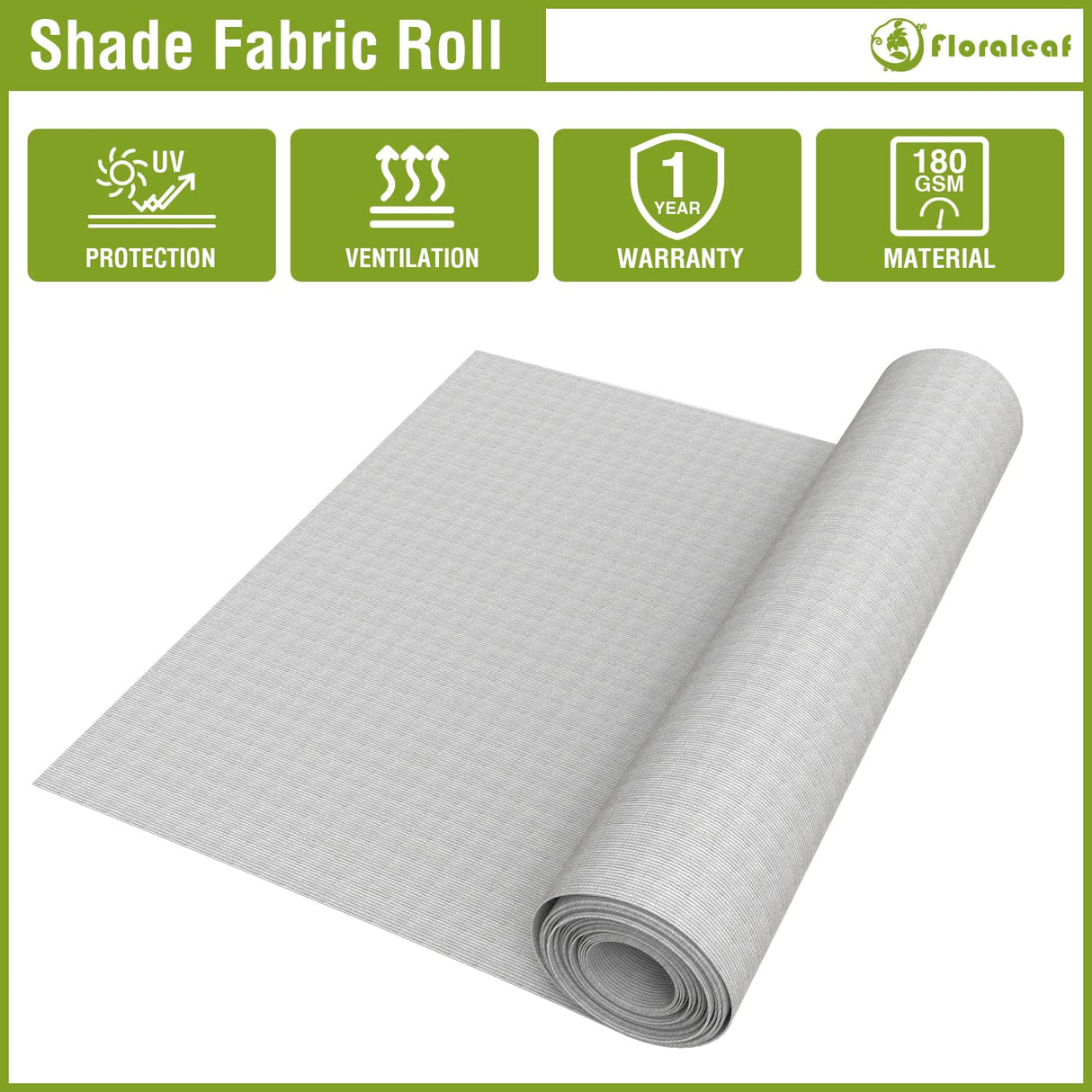FLORALEAF 8'×30' Outdoor Shade Cloth 95% UV Block Fabric Roll for Pergola Carport Patio Deck Awning Garden Yard Balcony Backyard Privacy Screen Shade Cover FLORALEAF