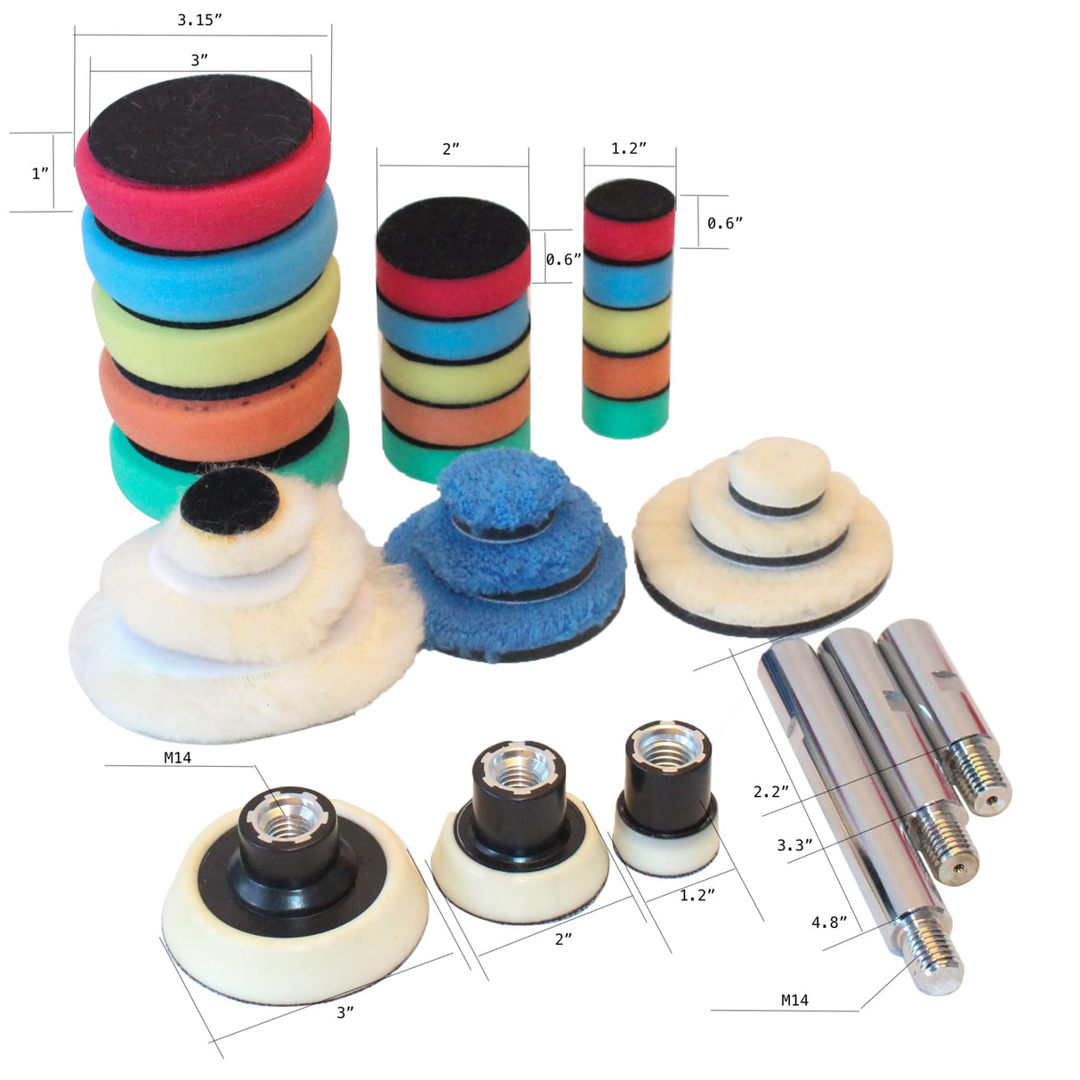 Canfix Mini Rotary Car Polisher Machine Buffing with Pads and M14 Extension Shafts Canfix