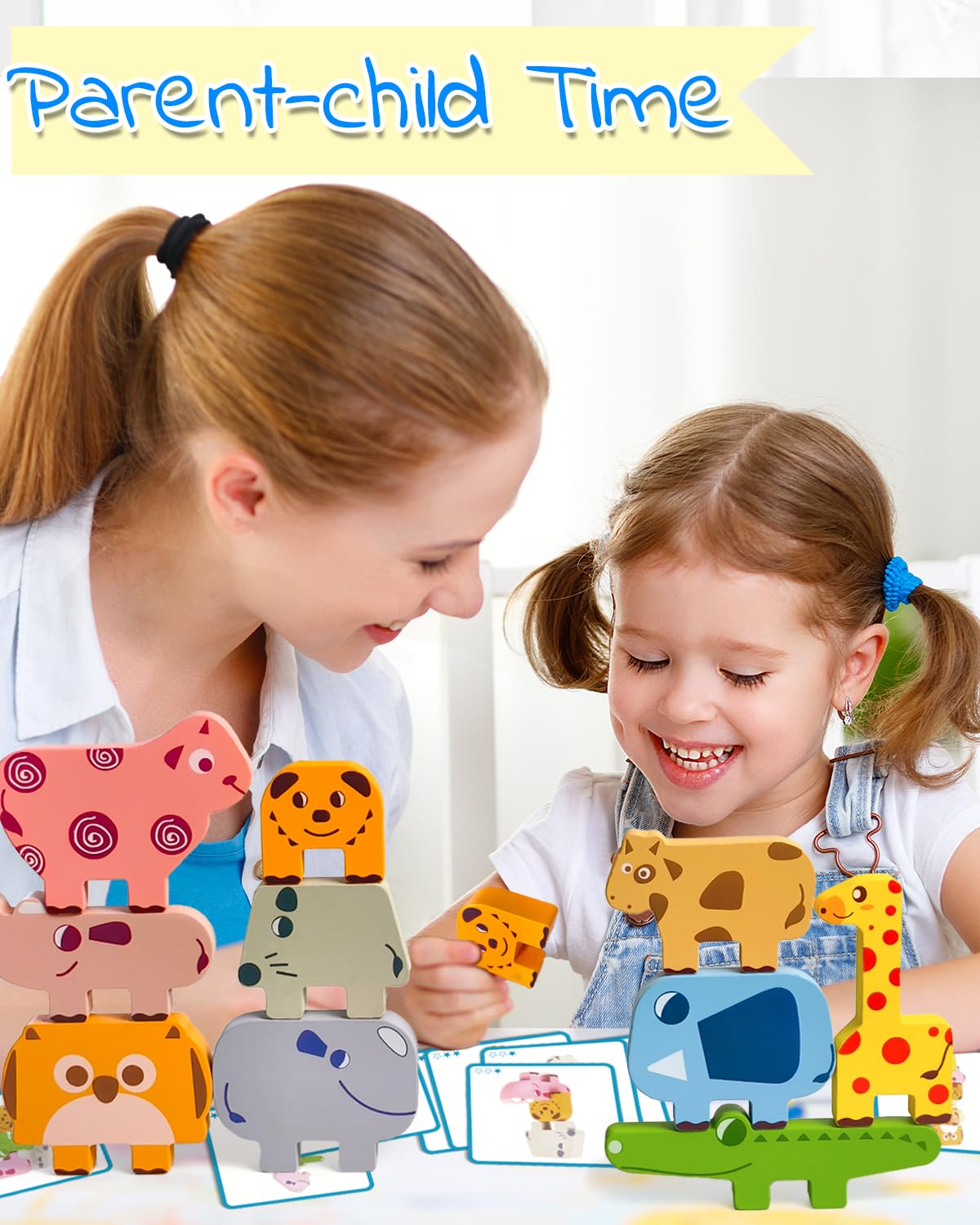Vaiheng Toys for Toddlers 1-3, Montessori Toys for 1 2 3 4 Year Old Boys & Girls, Toys Age 2-4 0-2 Kids Baby, 1 2 3 Year Old Girls Boys Gifts, Wooden Animal Blocks Stacking Education Puzzles Toys Vaiheng
