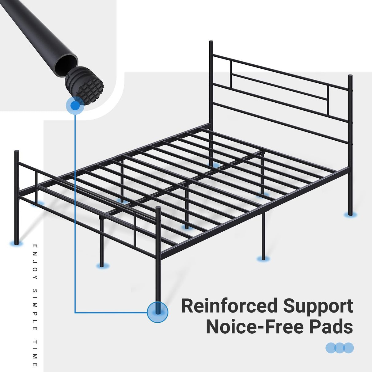 Avenco Metal Platform Full Size Bed Frame with Classical Headboard Footboard, 14 Inch Bed-Frame, Adequate Under Bed Storage, Strong Metal Slats Support, Mattress Foundation, No Box Spring Needed Avenco