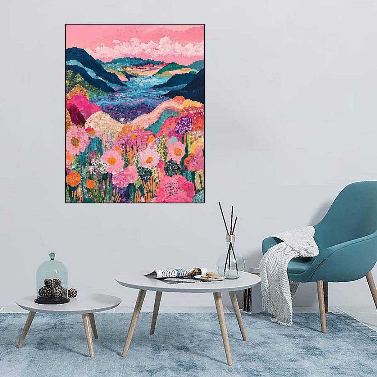 Eterkosu Mountain Flowers Diamond Art Painting Kits for Adults,5D DIY Scenery Diamond Art Paint with Diamonds for Home Decor,Full Drill Diamond Dots Painting for Adults Beginners Gem Art Pictures Eterkosu