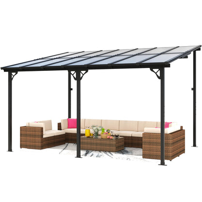 Jolydale 10' x 14' Gazebo for Patio, Gazebo Pergola with Sloped Roof, Large Wall-Mounted Heavy Duty Awnings, for Backyard, Patio, Deck and More