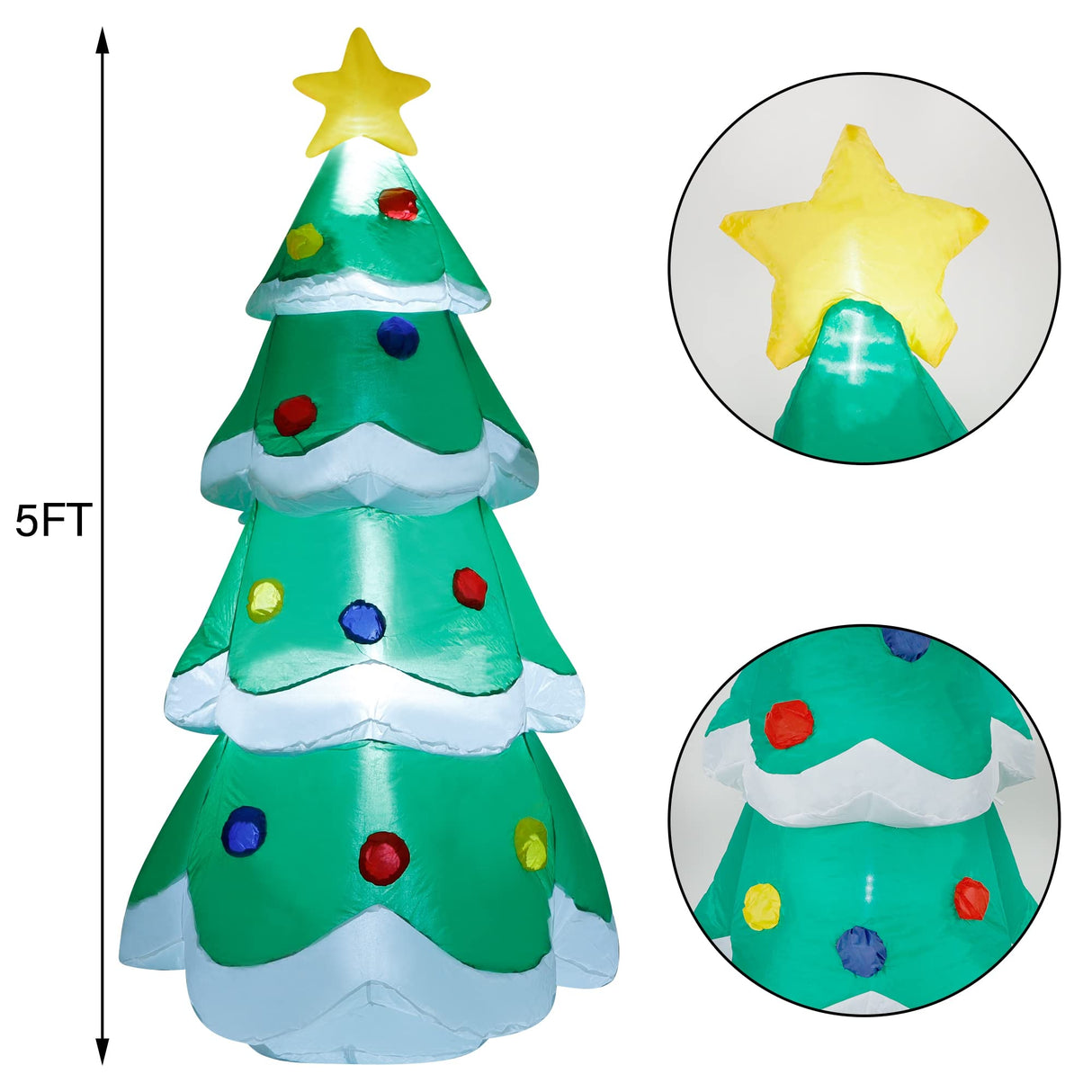 DR.DUDU 5 FT Inflatable Christmas Tree, LED Light up Xmas Tree Blow up Decorations for Christmas Party Indoor Outdoor Yard Garden Lawn Holiday Party DR.DUDU