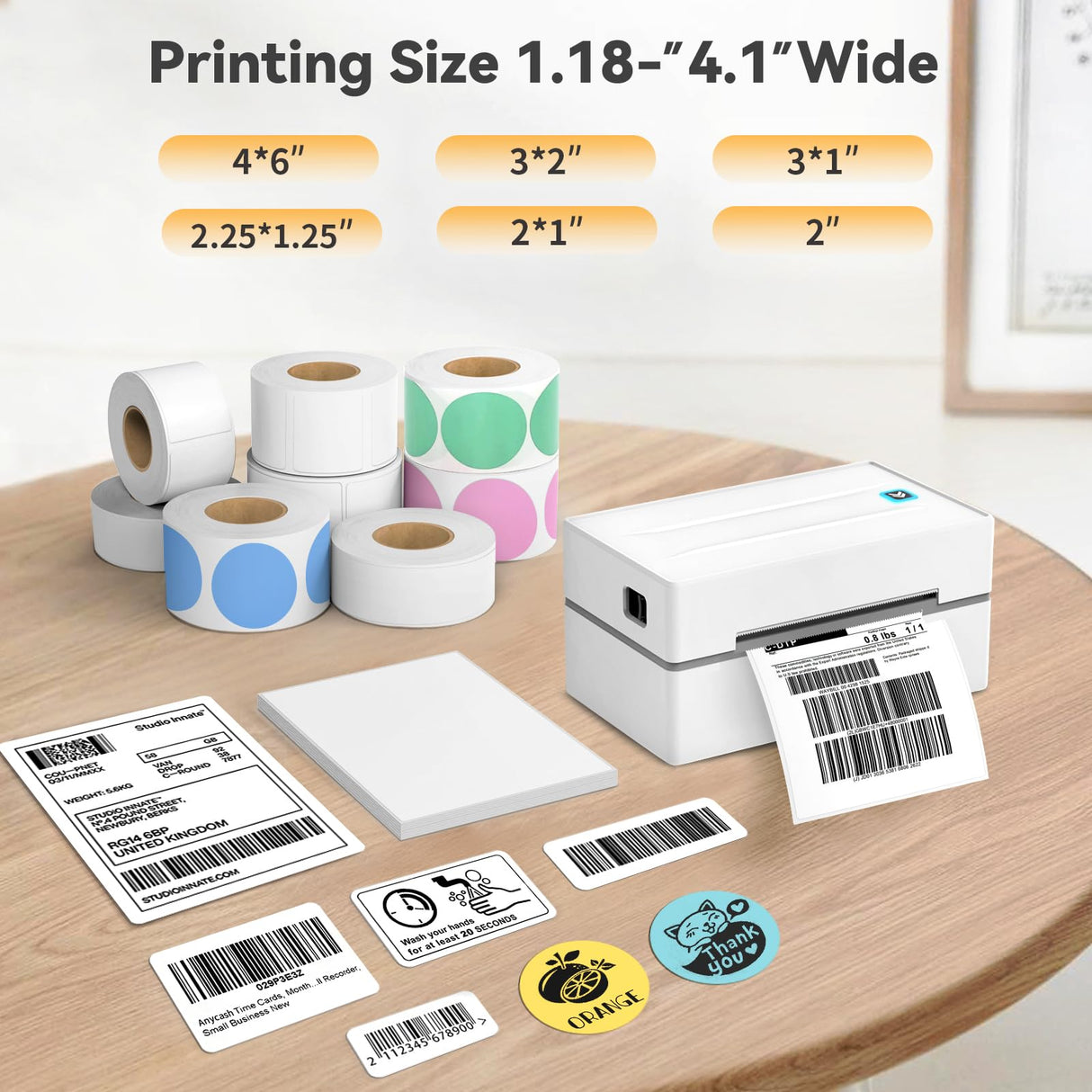 Anycash Bluetooth Thermal Shipping Label Printer, Wireless 4x6 Shipping Label Sticker Printer for Small Business and Office, Compatible with Android&iOS Windows, Used for Amazon, Shopify, Etsy USPS Anycash