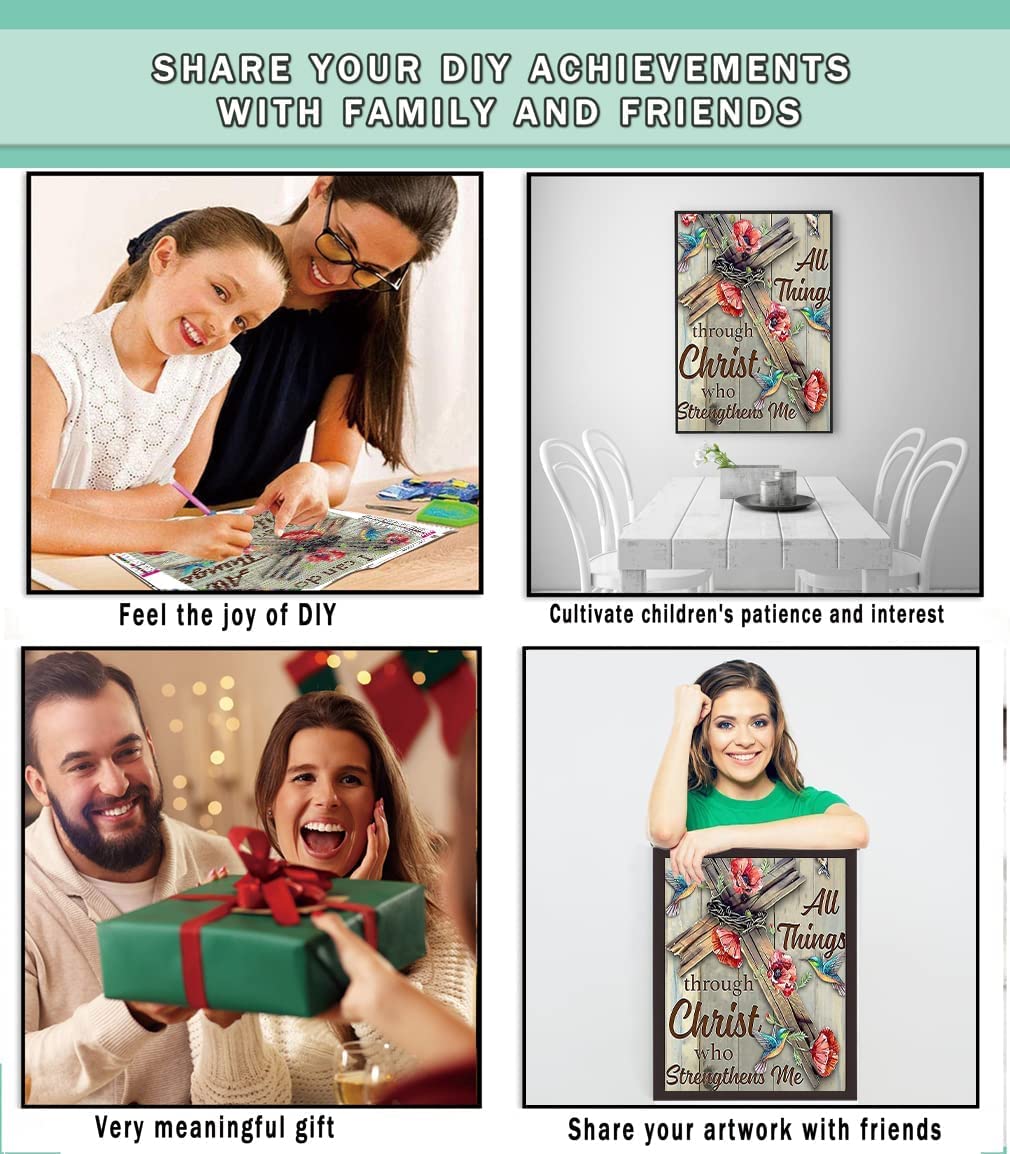 Clendo Christ Diamond Painting Kits for Adults, 5D DIY Full Drill Diamond Dots Paintings with Diamonds Gem Art and Crafts for Adults Home Wall Decor, Crucifix 12x16in Clendo