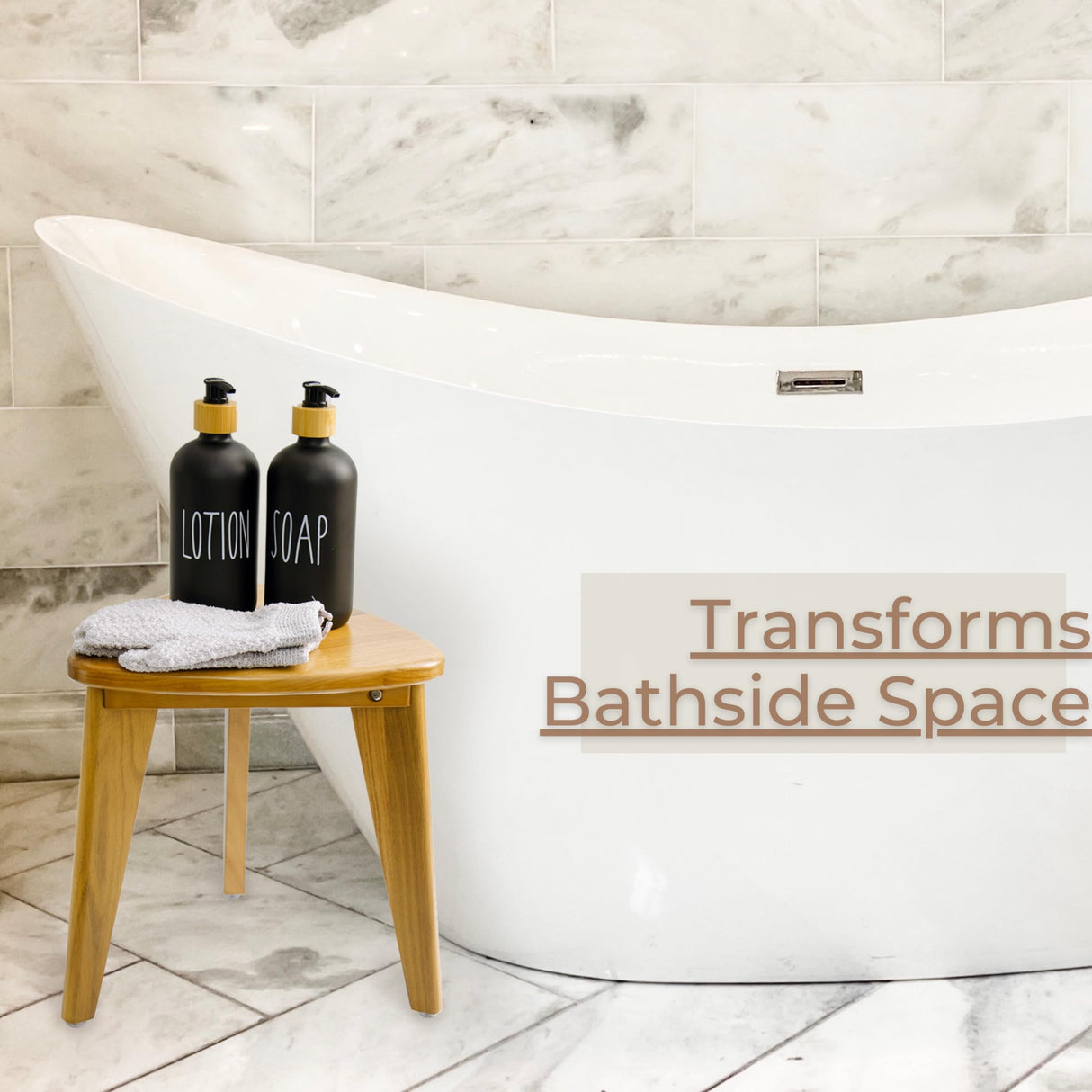 TeakAura Teak Shower Stool, Teak Shower Bench, Waterproof Wood Chair for Inside Shower, 12'' Spa Foot Rest for Shaving Legs, Organizer Teak Stool, Corner Seat for Bathroom Livingroom TEAKAURA