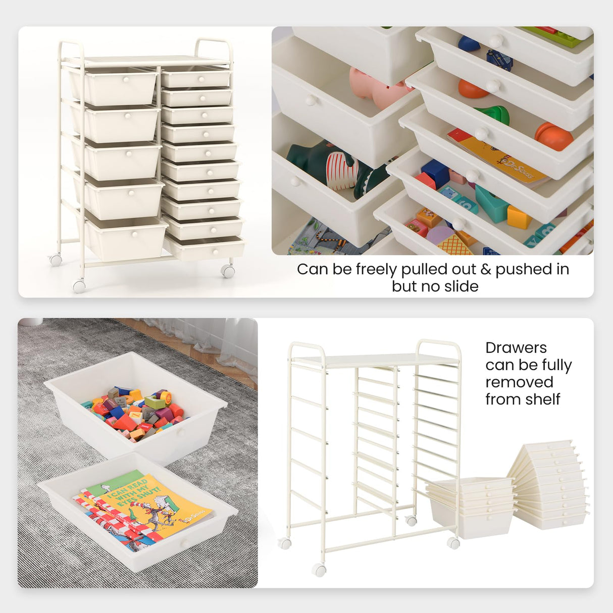 Giantex 15 Drawers Rolling Cart, Classroom Organizers, Storage Cart with Wheels, for Teacher Office Home School Supplies Tool Craft Art Paper Giantex