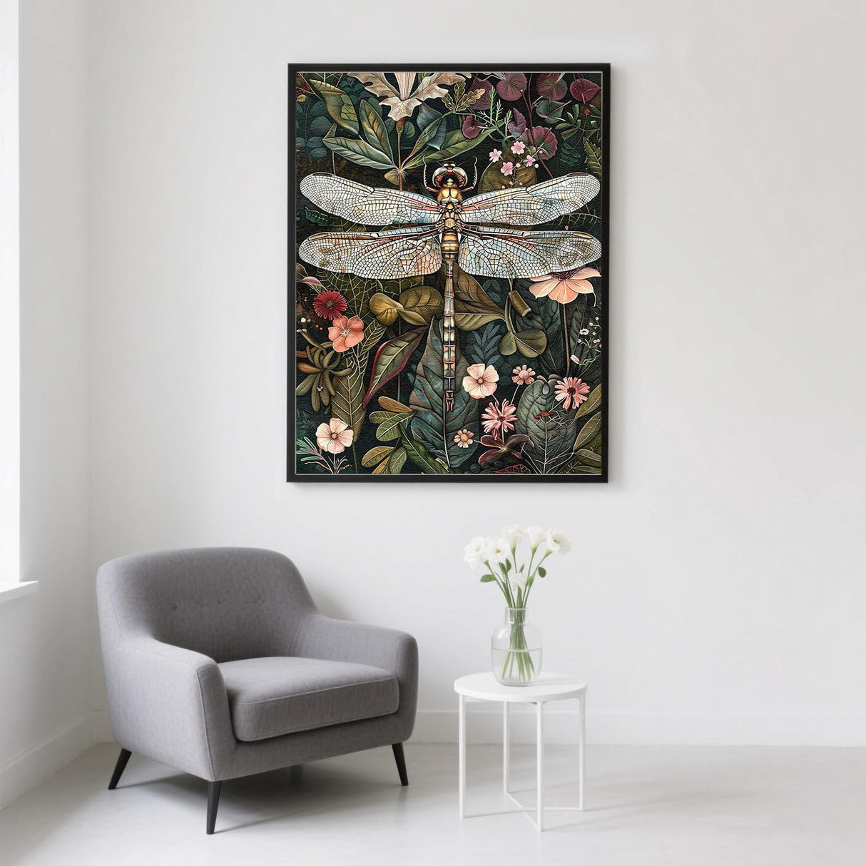 AIBOERL Retro Dragonfly Diamond Art Kits for Adults,Dragonfly 5D Diamond Painting Kits for Adults Beginners, DIY Full Round Drill Diamond Dot Painting Gem Art Kits for Adult, Home Wall Decor 12x16Inch AIBOERL