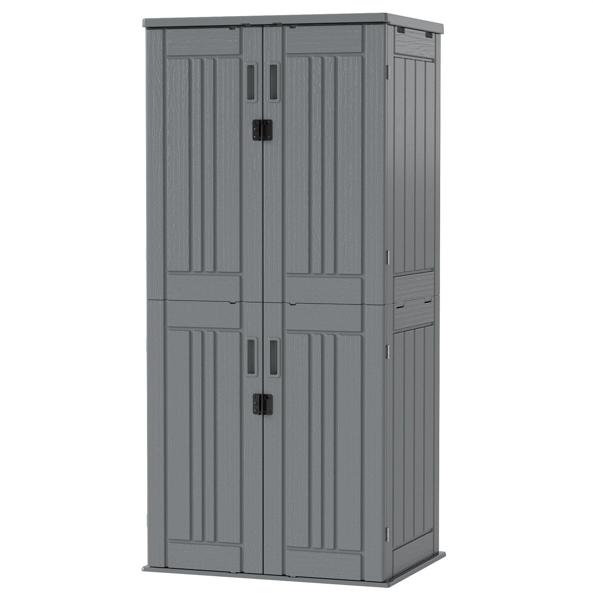 EHHLY Heavy Duty Tall Storage Cabinet Outdoor Weatherproof, 28 Cuft Garage Storage Cabinet with 4 Adjustable Shelves, Lockable Kitchen Pantry Closer Organizer, 31Wx23Lx66H, Sage Grey EHHLY