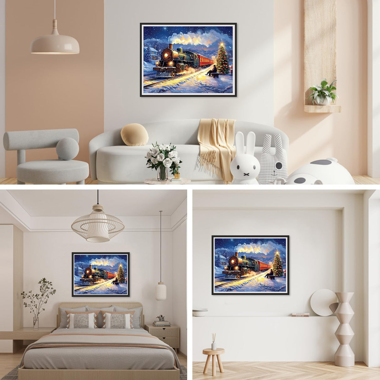 SENQAO Snow Train Diamond Art Kits for Adults,Christmas 5D Diamond Painting Kits for Beginners,Round Full Drill Gem Art for Adults,DIY Diamond Dots Paintings Picture Arts Craft for Home Decor 12x16in SENQAO