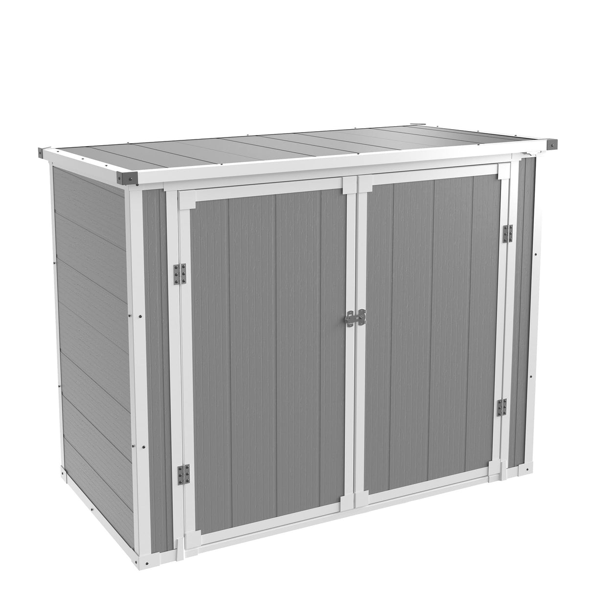 41 Cu.Ft Horizontal Outdoor Plastic Storage Shed/Box Trash Can Sheds Weatherproof Resin Shed with Floor Thickened & Gas Spring & Lockable Doors for Tools, Lawn Mower Storage(4.5 * 2.5 FT) UDPATIO