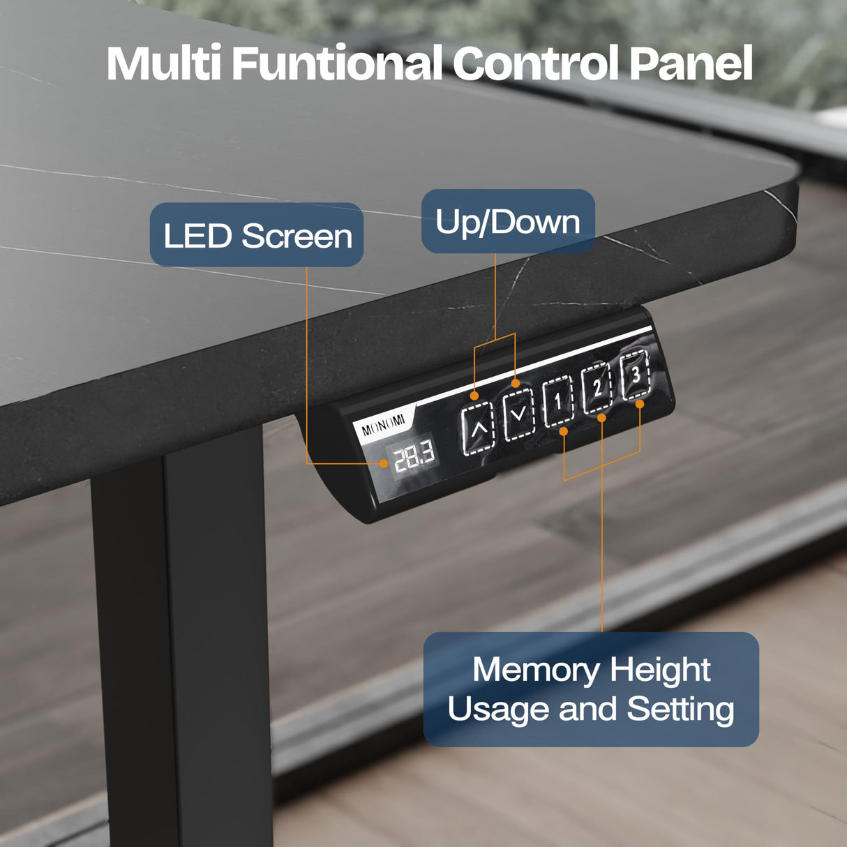 Monomi Height Adjustable Electric Standing Desk, 55 x 24 Inches Stand up Desk, Sit Stand Home Office Computer Desk(Black Frame+Marble Black Top) Monomi