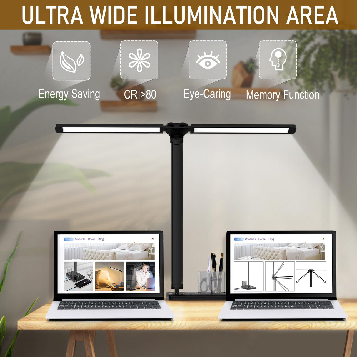 CHARYJOD Dimmable LED Desk Lamp with USB Charging Port, 50 Lighting Modes Dual Swing Arm Architect Table Lamp Light Desk Lamp for Home Office Dorm Piano Nail CHARYJOD