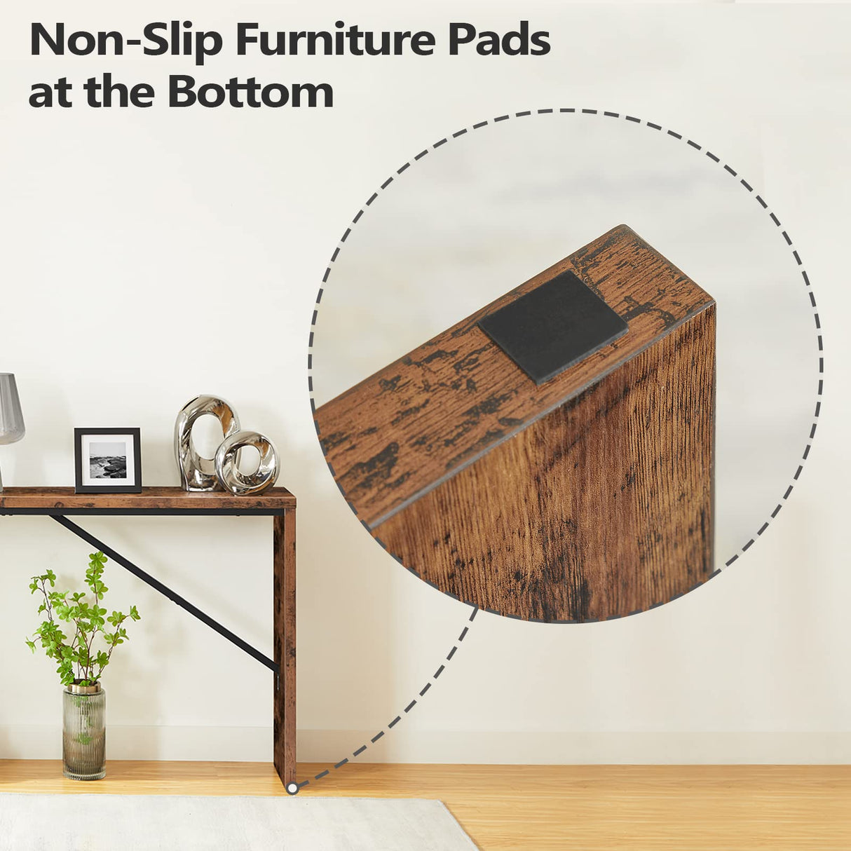 MAHANCRIS Console Table, 62.2" Long Sofa Table Behind Couch, Narrow Entryway Table, Farmhouse Dining Table with Angled Metal Frame, Industrial Console Table for Entryway, Rustic Brown CTHR15801Z MAHANCRIS