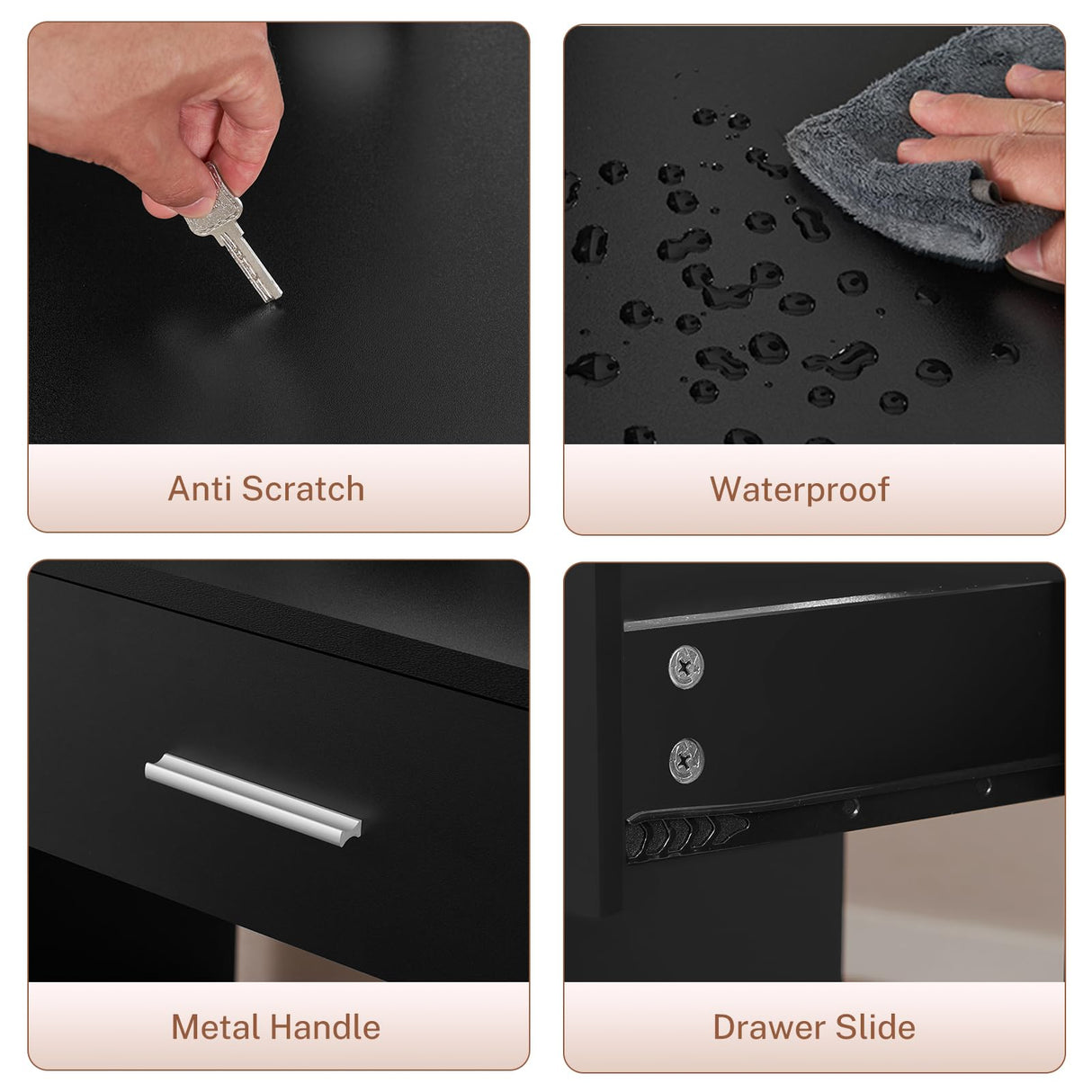 FIONESO Vanity Desk, Makeup Vanity Desk with Mirror & Lights, Vanity Desk with 2 Drawers & 6 Storage Shelves, Dressing Table with Power Outlet, for Women Girls, Bedroom, Black FIONESO