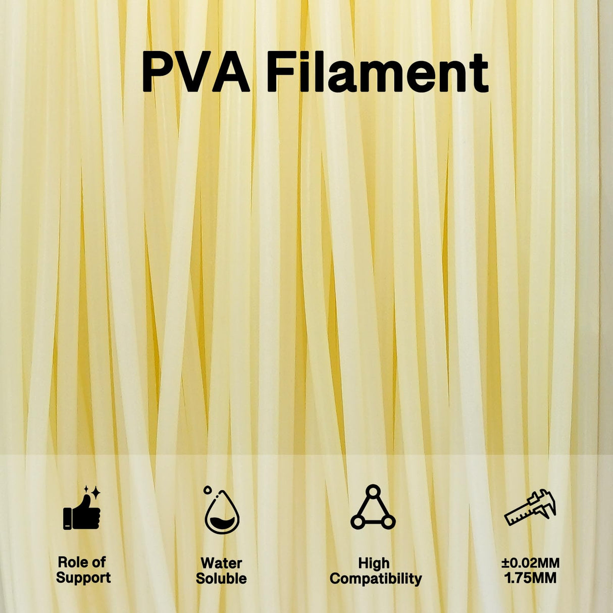 YXPOLYER PVA Filament Quick Water Soluable Dissolvable Support Material 1.75mm 1kg for 3D Printing Filament PLA TPU PETG ABS Nylon, AMS-Compatible Polyvinyl Alcohol Nature Color yxpolyer