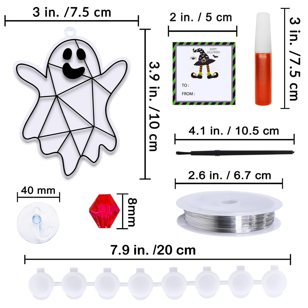 Winlyn 27 Sets Halloween Ghost Suncatchers Ornaments Decorations DIY Window Paint Art Sun Catchers Halloween Craft Kits Painting Kits for Kids Classroom Activities Art Projects Part Favors Winlyn