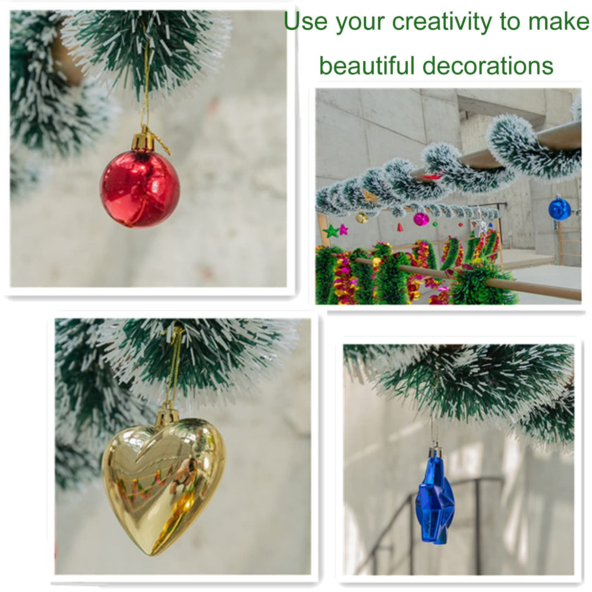 50 Feet Garland for Christmas Decorations,Green Snowy Garland,Artificial Christmas Pine Streamers for Party Hanging Ceiling Decorations Eerrhhaq