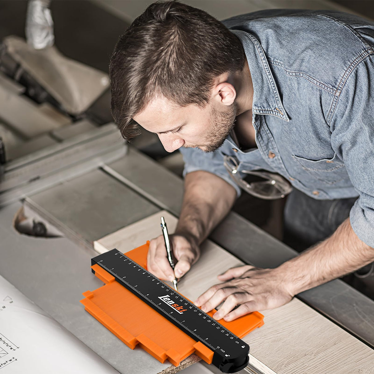 Lenski Contour Gauge Tool With Lock, Super Gauge Shape and Outline Tool for Corners and Contoured, Woodworking DIY Tools for Men Husband Dad Lenski