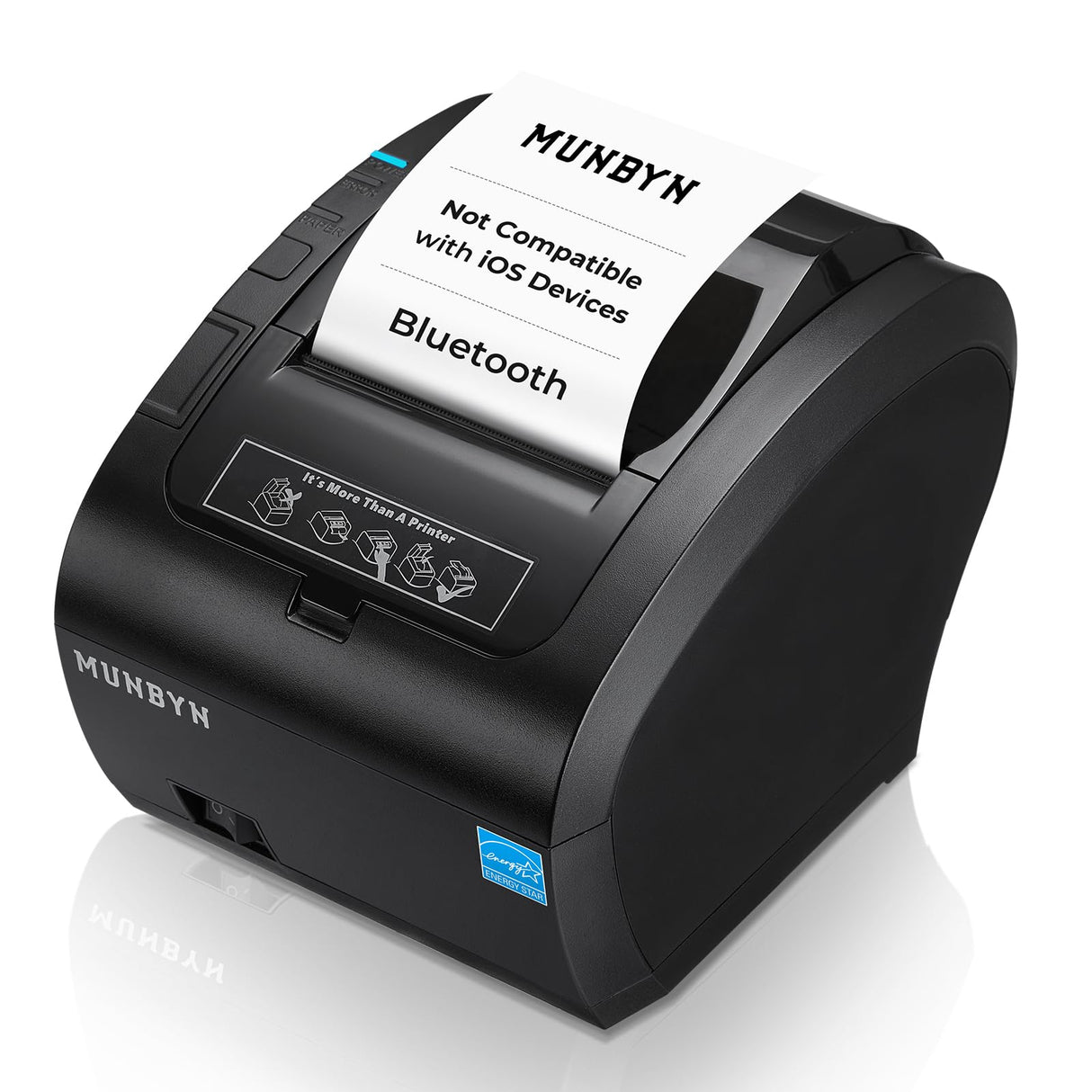 MUNBYN Bluetooth Thermal Receipt Printer P047, 80mm POS Printer, Thermal Printer with USB Serial Ethernet, Bluetooth, Support Android Windows PC (Do Not Support iOS Paypal Doordash Grubhub Vagaro) MUNBYN