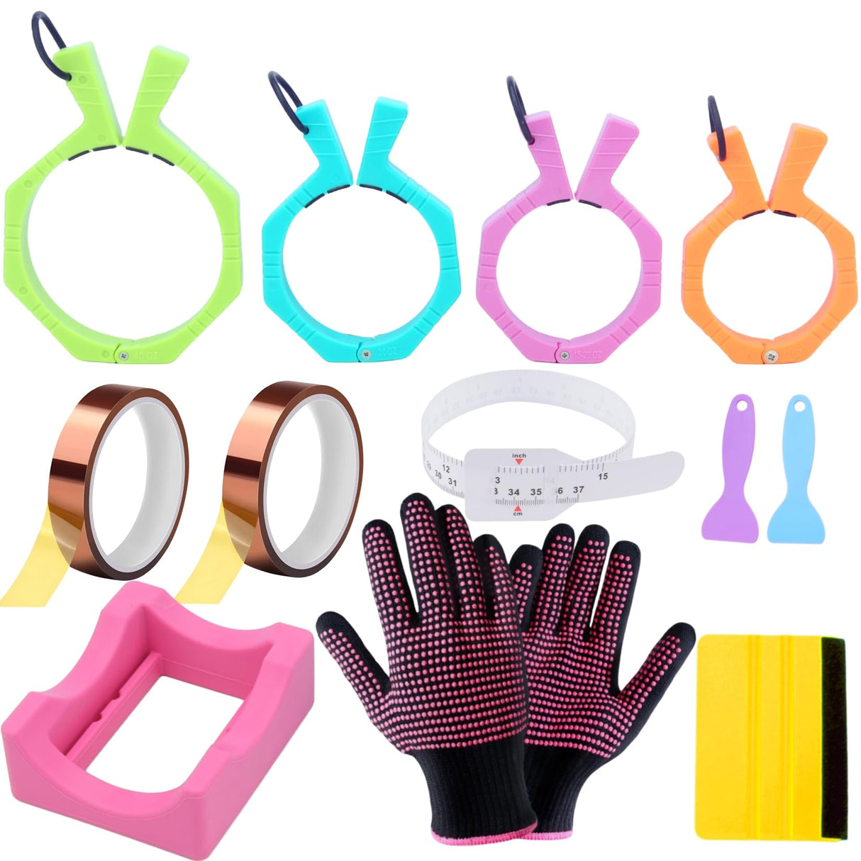 4 Size Tumbler Clamp for Sublimation,Silicone Cup Cradle for Crafting Tumblers,Sublimation Cup Holder Clamp for 15oz 20oz 30oz 40ozCups,Mug Clamps for Sublimation(4Size(15/20/30/40.OZ)+Cradle) WAQONUY