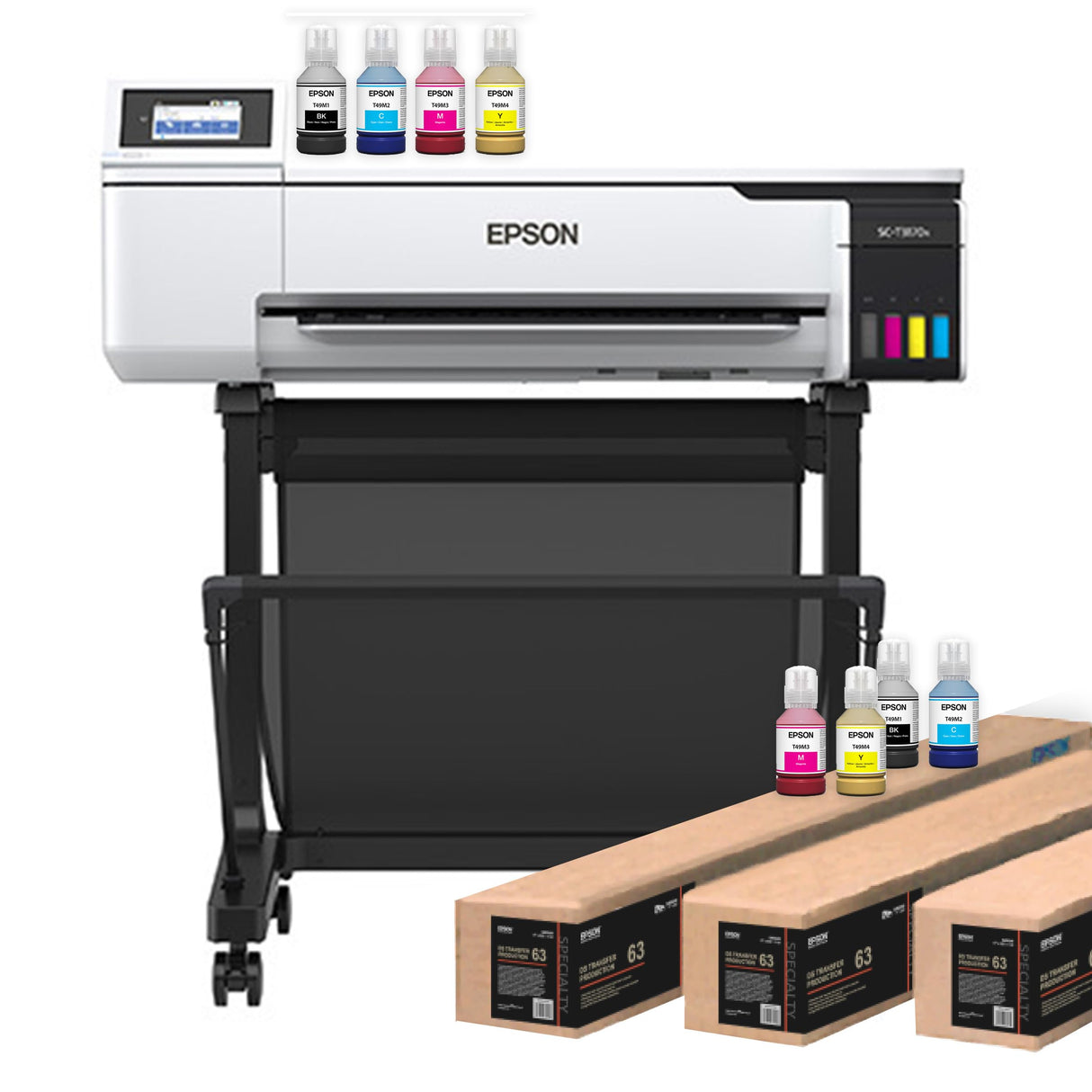 Epson Surecolor F570 Pro 24" Desktop Sublimation Printer, Includes Two Full Ink Sets, User Guide, Sublimation Paper, & Free Remote Install SCF570PE (Printer & Stand) Johnson Plastics Plus
