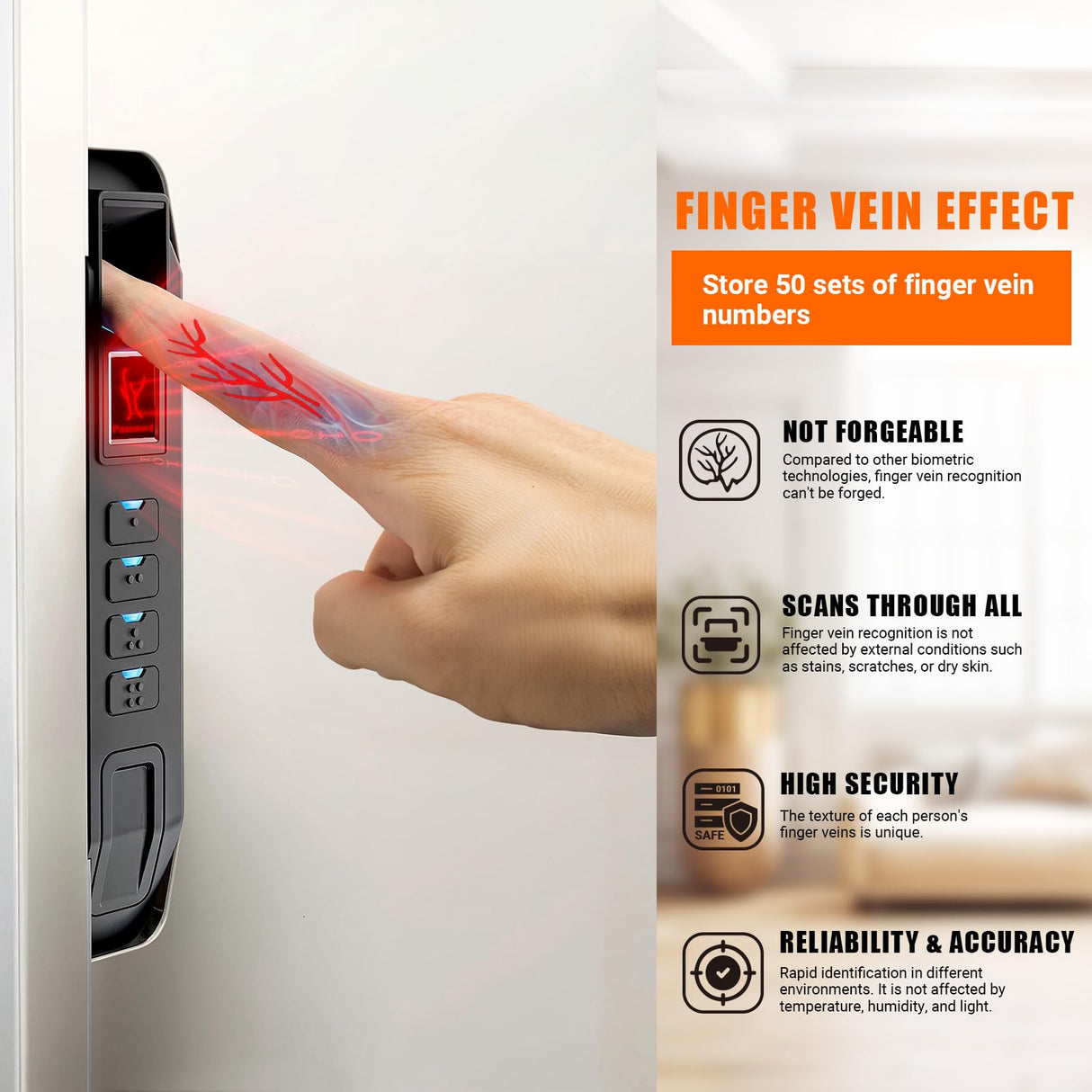 MAXSAFES Wall Gun Safe with Super Finger Vein Recognition Lock Electronic Hidden Safe with Removable Pegboard & Shelfs, Wall Safes Between the Studs for Handguns, Valuables, Home or Business MAXSafes