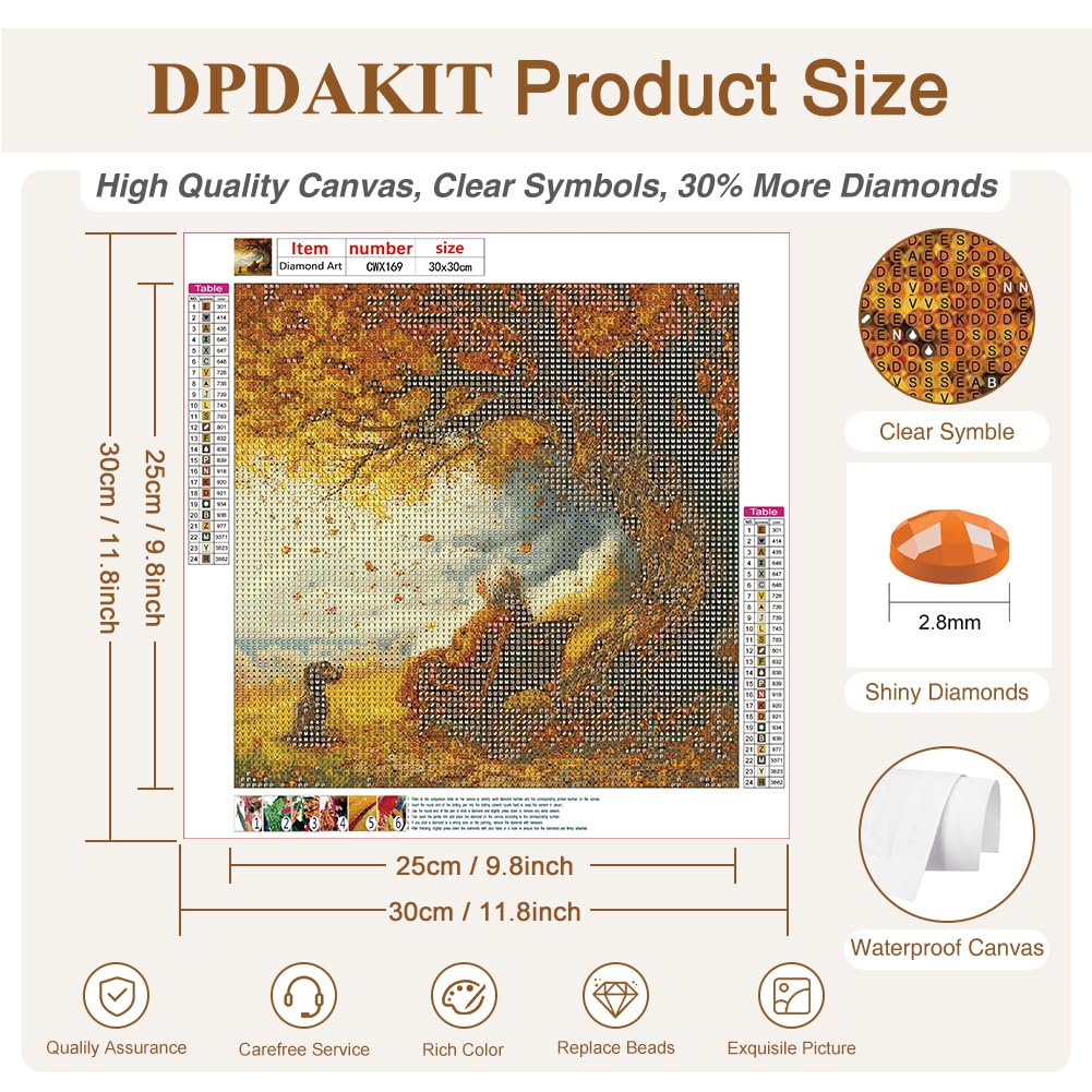 DPDAKIT Fall Diamond Art Kits for Adults, Landscape Diamond Painting Kits for Beginner, 5D DIY Round Full Gem Art Crafts for Home Wall Decor Gift, 12x12inch DPDAKIT