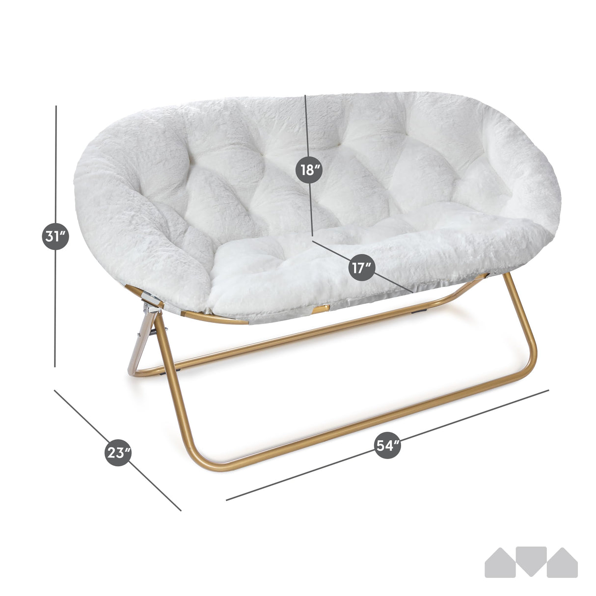 Milliard Double Cozy Chair/Faux Fur Saucer Chair for Bedroom/X-Large Loveseat, White Milliard