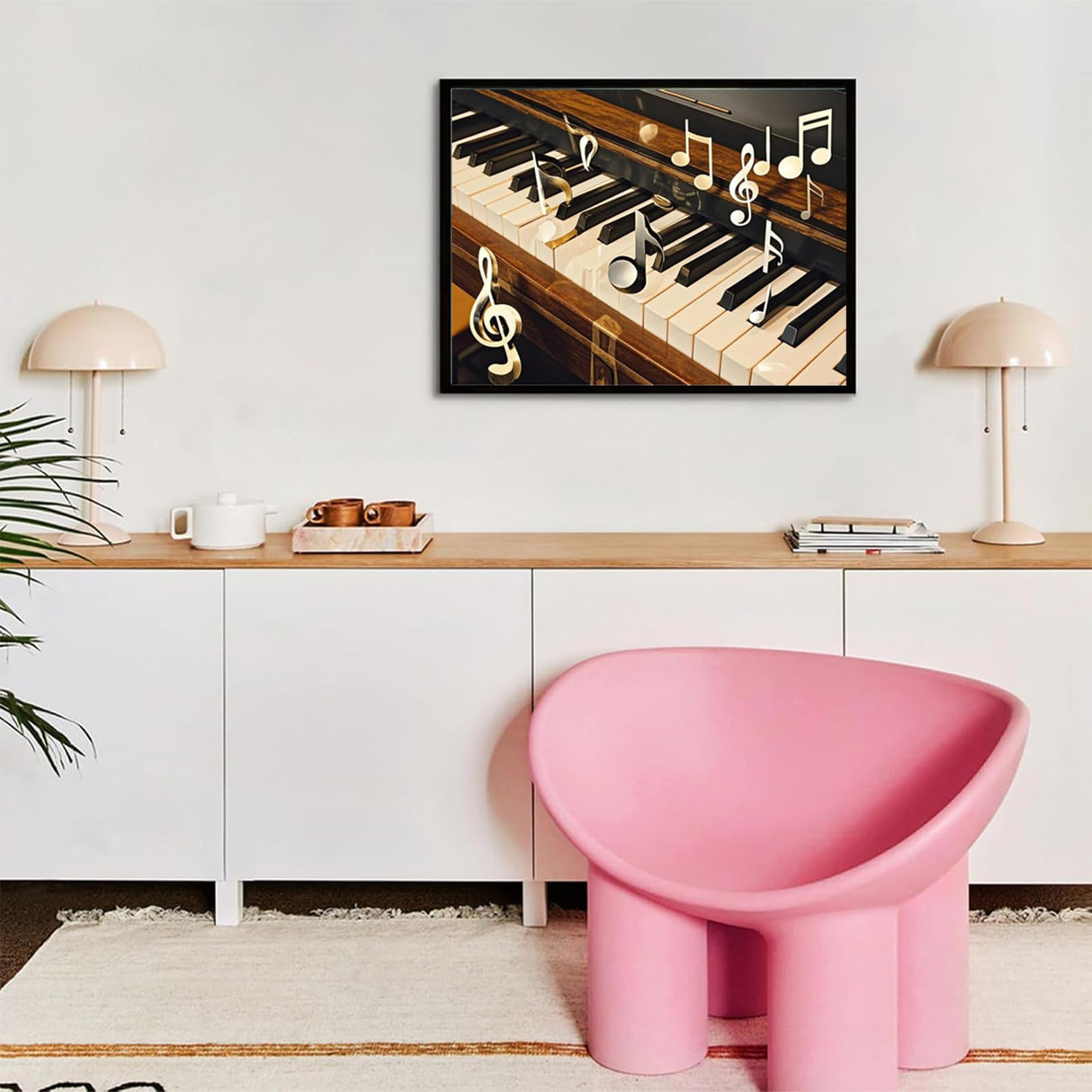 EATUKYIC 5D Diamond Painting DIY Kits Music Notes Piano Keyboard Diamond Art Full Round Drill Rhinestones by Number Embroidery Arts and Crafts for Living Room Home Wall Decor 12x16 inch/30x40cm EATUKYIC