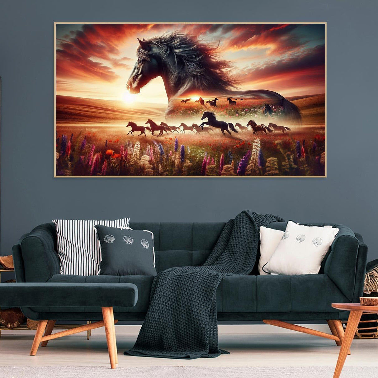 ijbnhd Large Diamond Painting, Horse Large Diamond Art Kits for Adults, Full Drill Round Big Diamond Painting, DIY Gem Art and Crafts for Home Wall Decor Gift 27.5 X 15.7inch ijbnhd