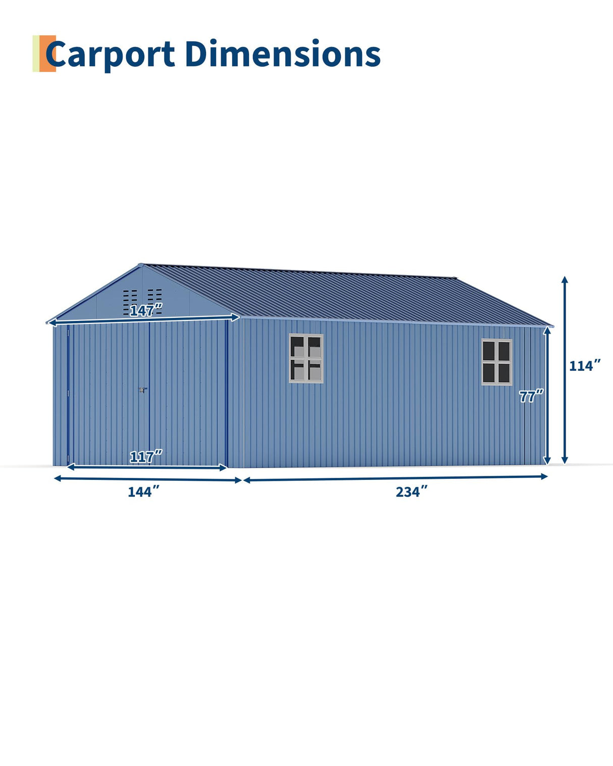 GarveeLife 12x20 FT Metal Carport, Enclosed Car Port with Reinforced Frame and Steel Roof for All-Weather Use, Metal Garage Shed for Full-Sized Pickup Trucks GarveeLife