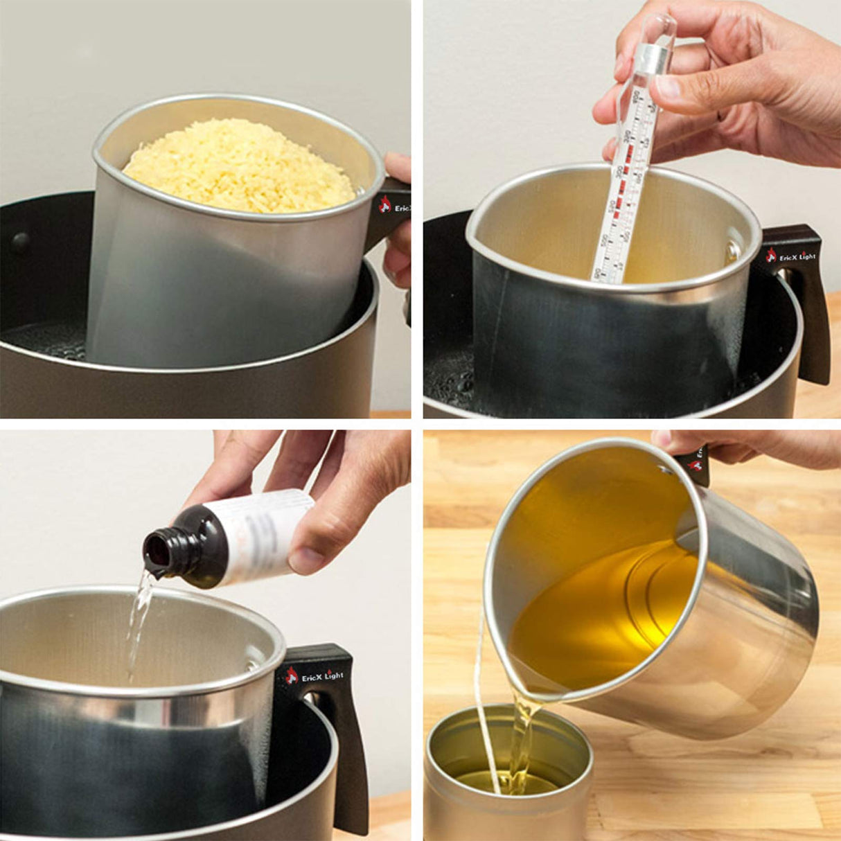 EricX Light Candle Making Pouring Pot,2 pounds,Double Boiler Wax Melting Pot,Dripless Pouring Spout & Heat-Resisting Handle Designed,Aluminum Construction Candle Making Pitcher EricX Light