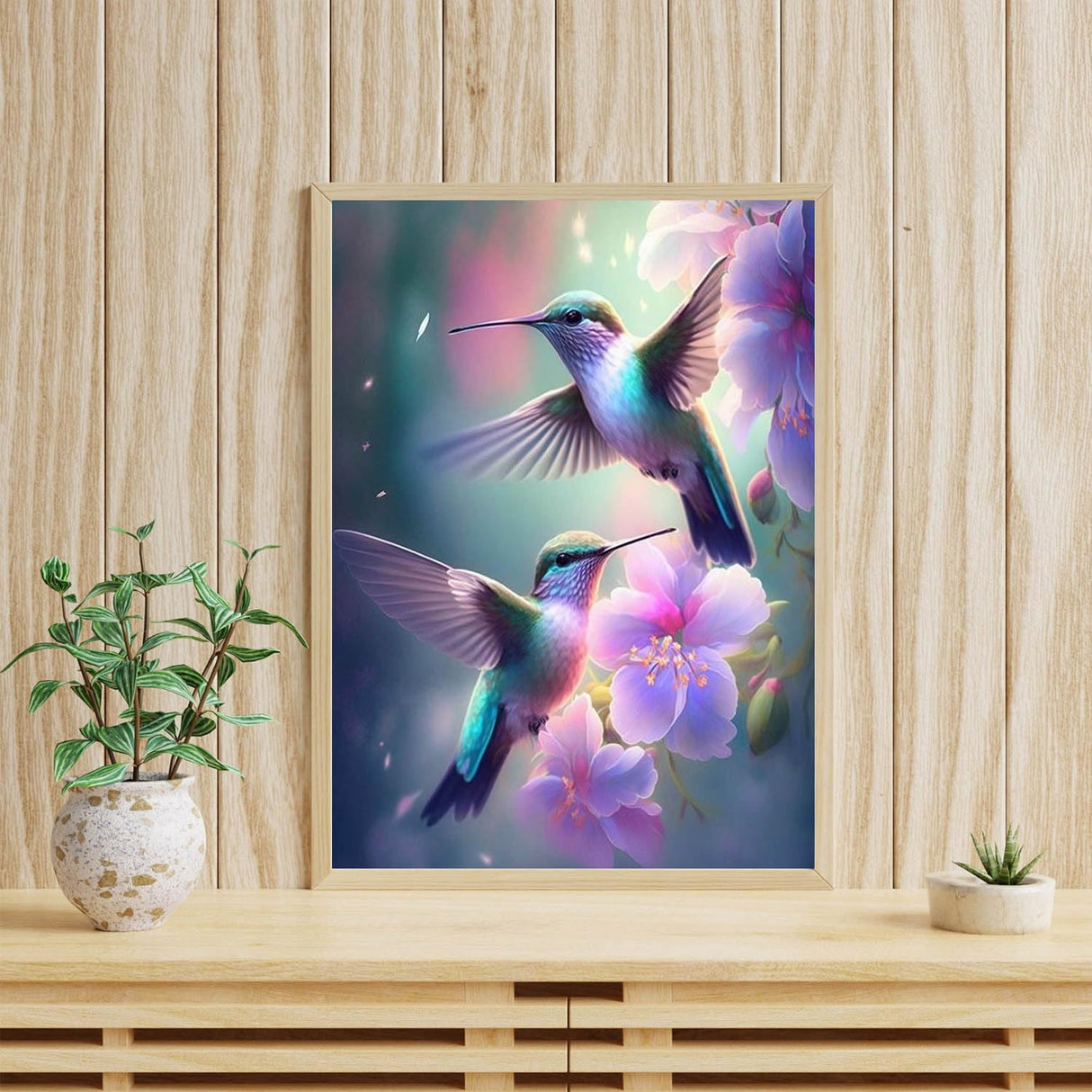 Hummingbird Diamond Art Kits for Adults, Birds Round Full Drill Diamond Painting Kits for Beginners Gem Art Painting Kits, DIY 5D Diamond Dots Painting with Diamond Arts and Crafts Decor 12x16inch YSUNETER