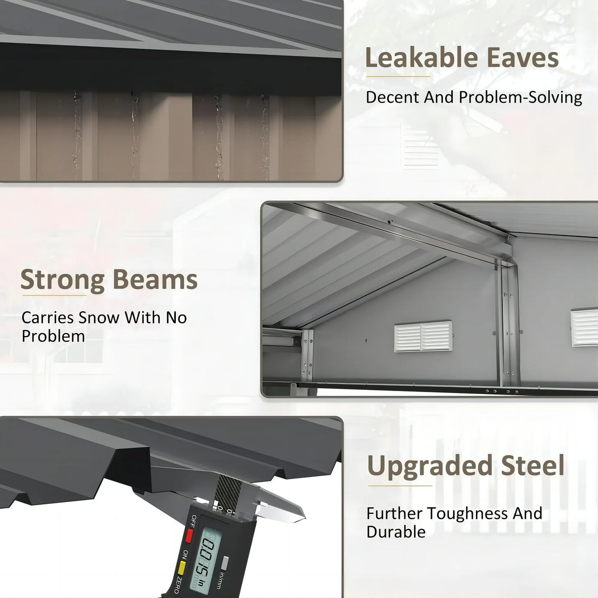 Greesum 10×8FT Outdoor Storage Shed, Metal Patio Storaged Sheds with Lockable Doors, Sheds & Outdoor Storage for Bike, Backyard, Pool and Garden, Gray Greesum