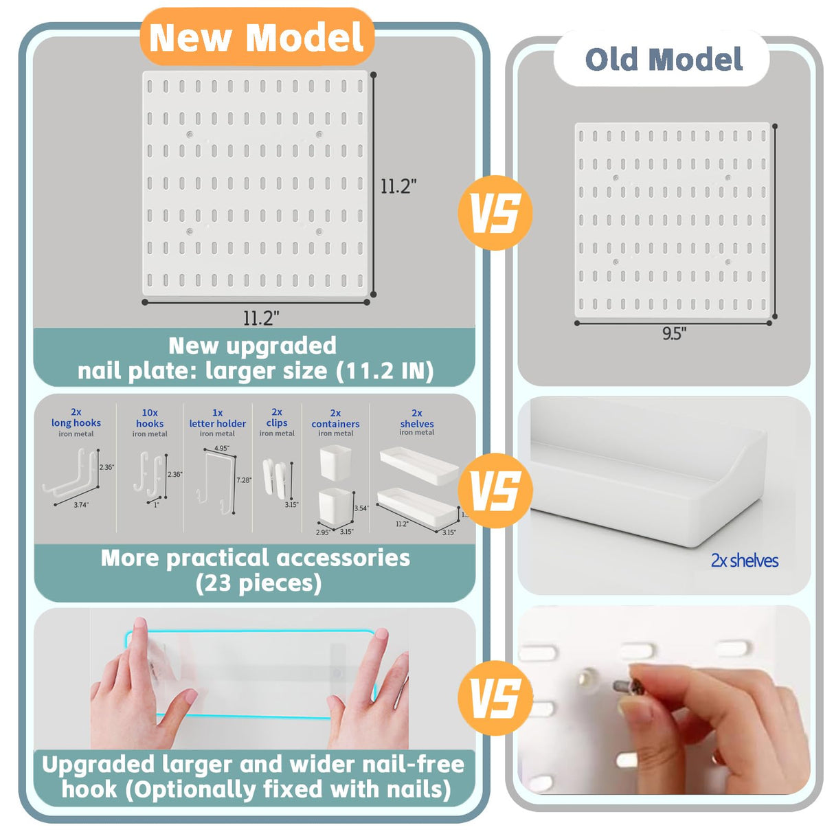 Peg Board, Modular Hanging Peg Board Combination Kit with Accessories for Wall Organizer, Crafts Organization, Ornaments Display, Wall Peg Board (22 Inches x 33 Inches, White) Nafenai