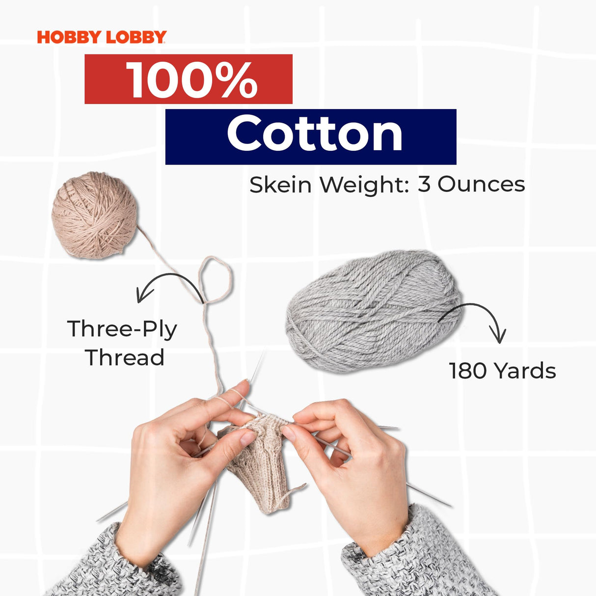 I Love This Cotton Medium Yarn for Crocheting & Knitting – Soft Yarn Skein – 153 Yards of 100% Cotton Yarn for Crocheting Blankets, Hats, & More –Set of 3 Hobby Lobby