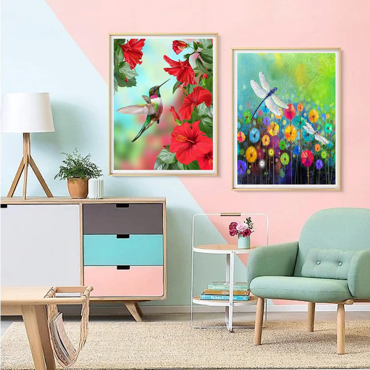 HSENJT DIY 5D Diamond Craft Painting Kits Bird,Flowers Diamond Art for Adults,Hummingbird Diamond Arts Crafts for Wall Decor Gift Relaxation (30x40cm/11.8X15.7inch) HSENJT